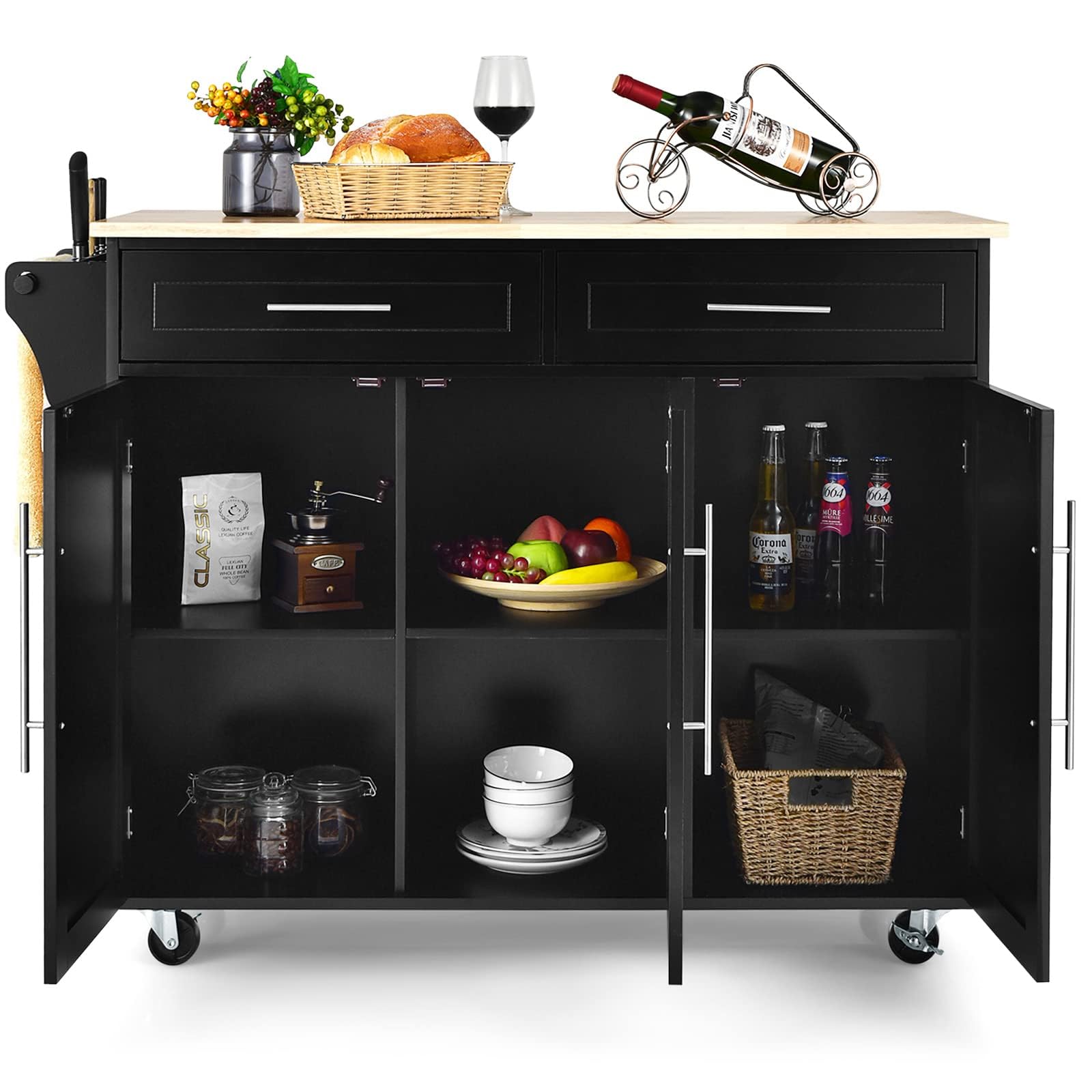 komfotteu-k-chenwagen-auf-rollen-122x46x92-cm-schwarz image 1