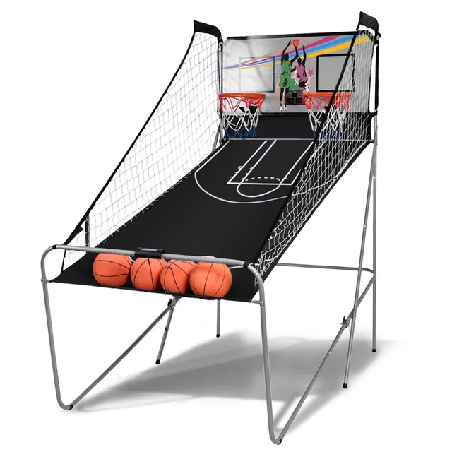 komfotteu-basketballautomat-klappbar-mit-2-k-rben-grau image 1