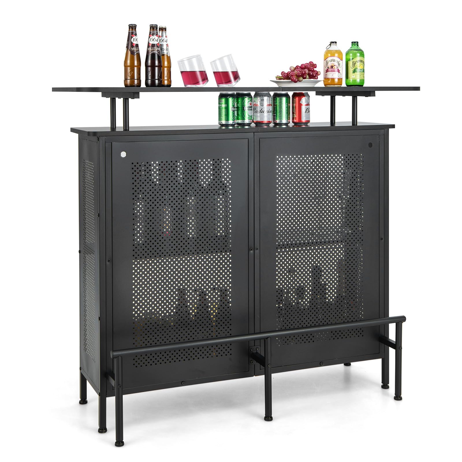 komfotteu-bartisch-mit-2-f-chern-fu-st-tze-rechteckig-120x50x106-5-cm-schwarz image 7