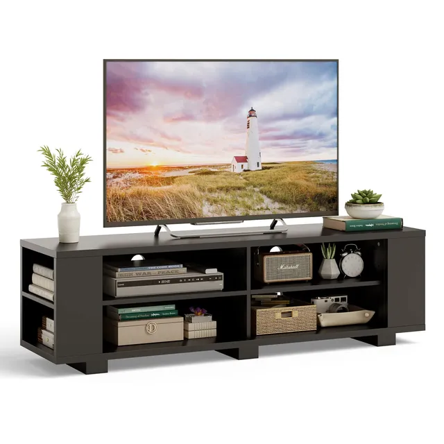 komfotteu-tv-schrank-bis-65-zoll-lowboard-150x39x45-cm-schwarz-mit-4-f-chern image 1