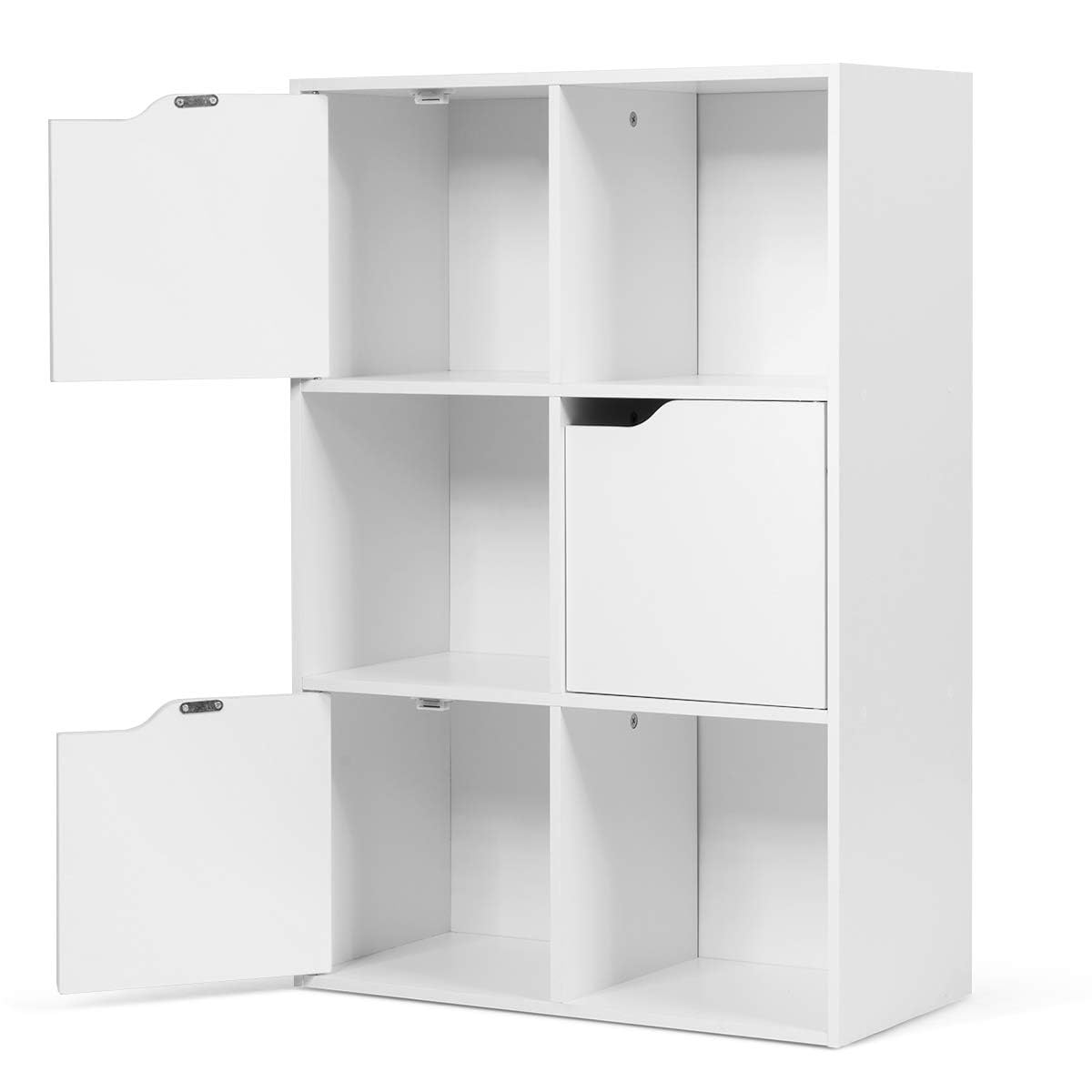komfotteu-3-ebenen-b-cherregal-mit-6-f-chern-und-3-t-ren-60x29x90-cm image 8
