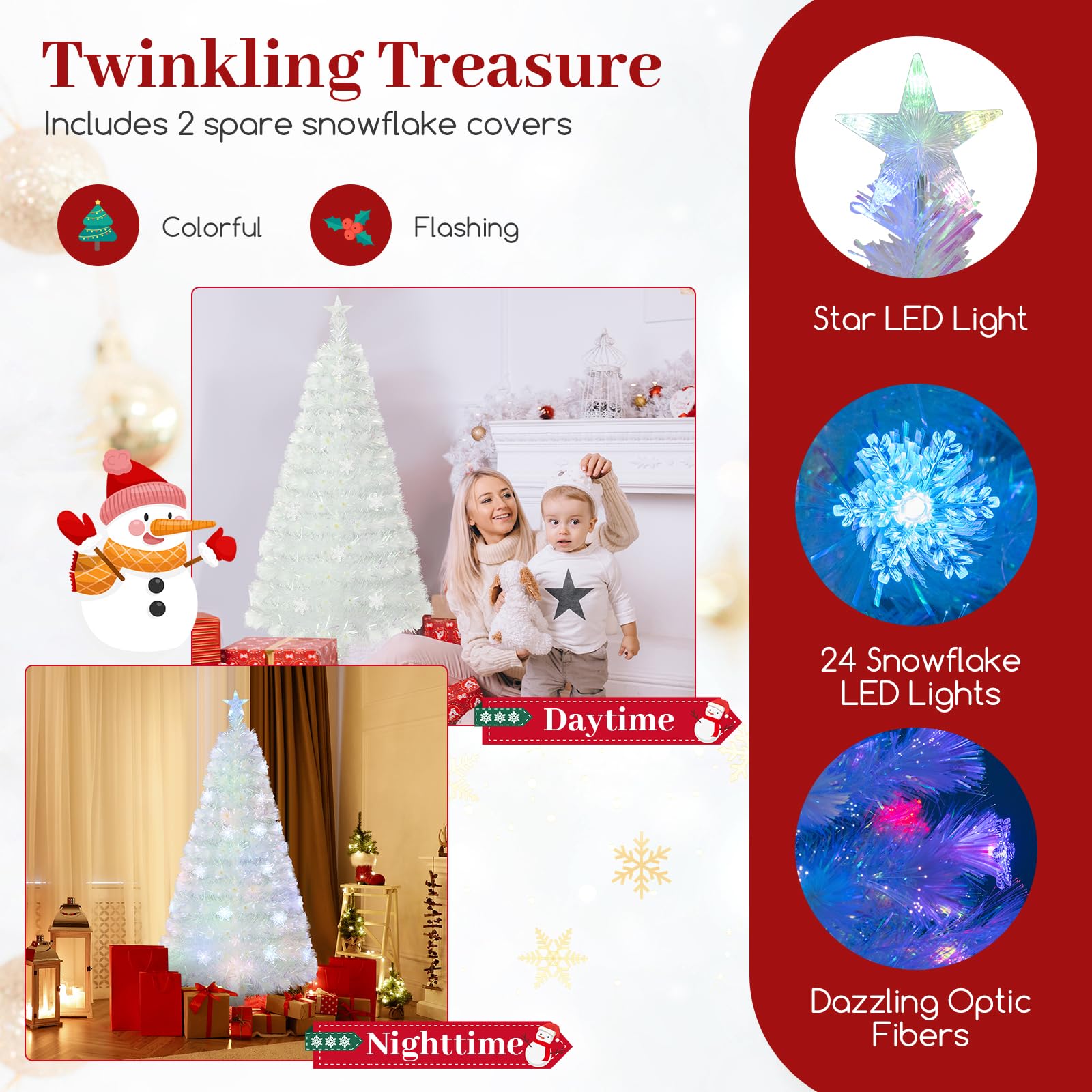 komfotteu-k-nstlicher-weihnachtsbaum-wei-150-cm-mit-led-beleuchtung image 4