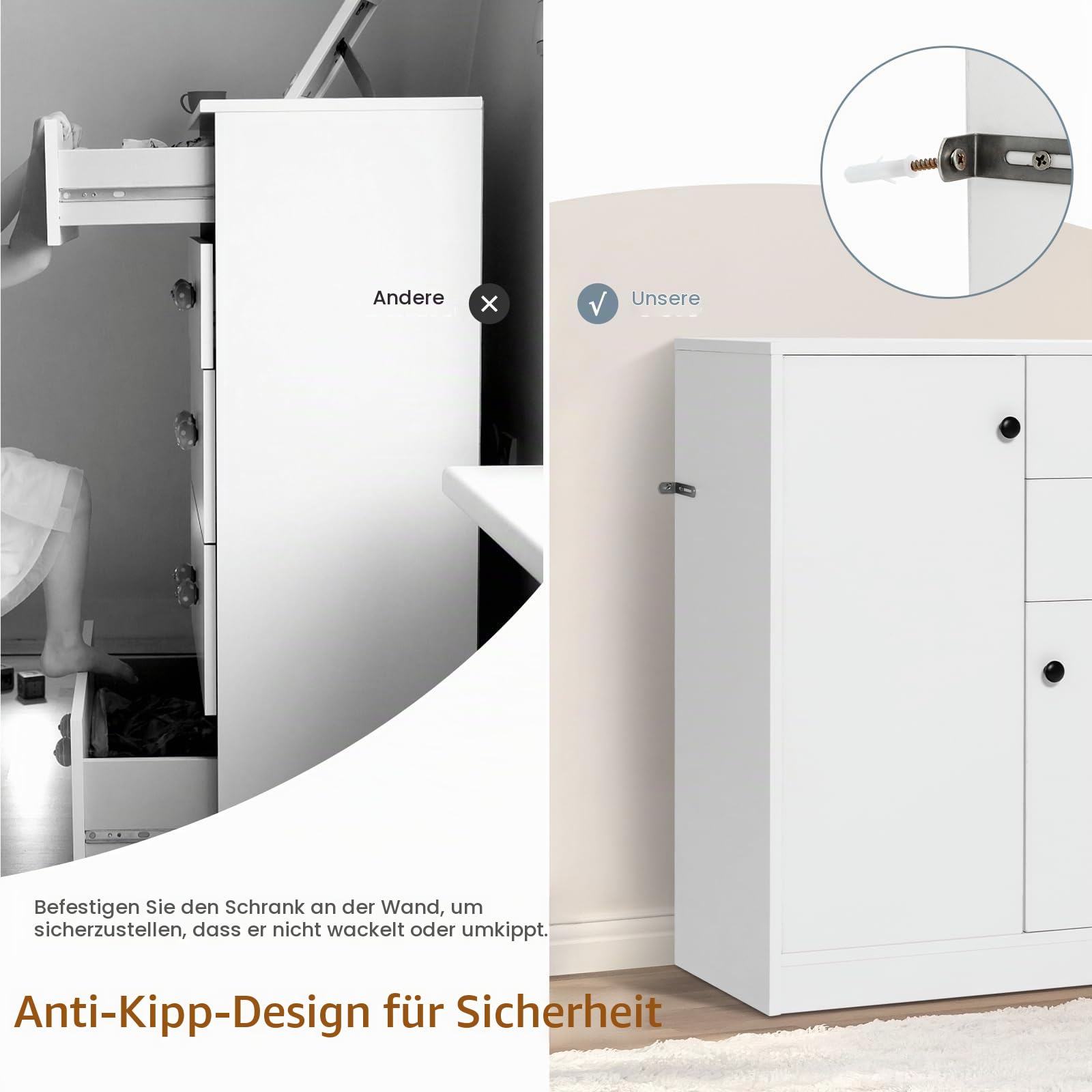 komfotteu-kommode-wei-sideboard-72x34x85-5-cm-mit-schubladen image 5