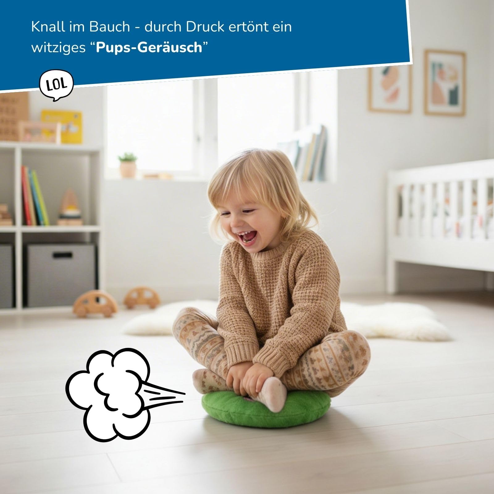 alldoro-xxl-pl-sch-furzkissen-gr-n-bravey-20-5-cm-pupskissen-mit-sound image 4