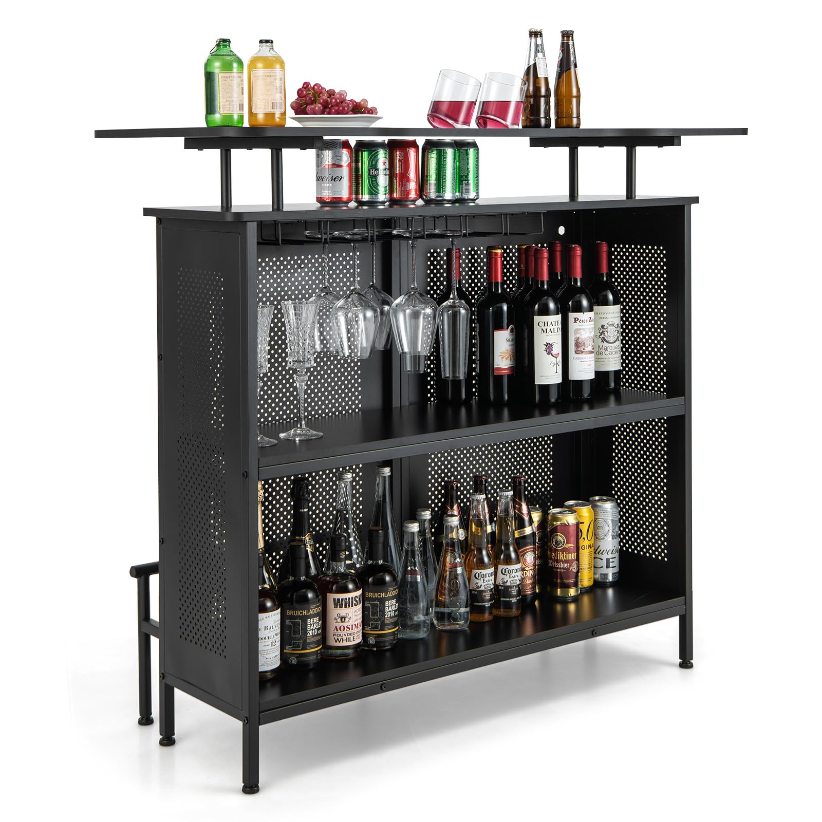 komfotteu-bartisch-mit-2-f-chern-fu-st-tze-rechteckig-120x50x106-5-cm-schwarz image 1
