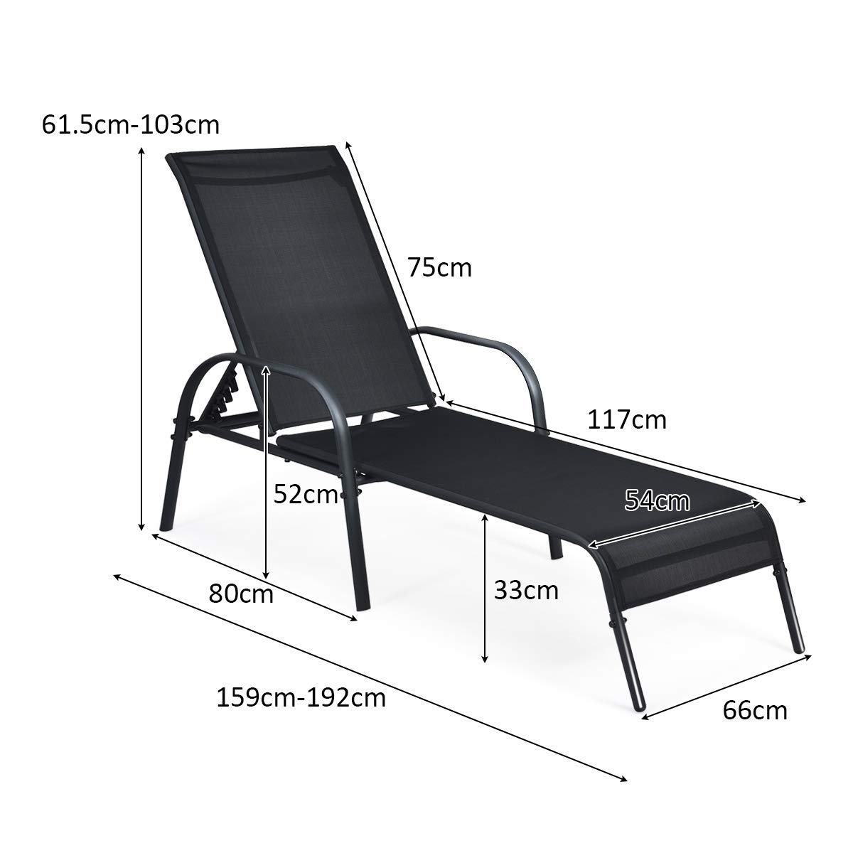 komfotteu-sonnenliege-textilene-5-fach-verstellbar-bis-150-kg-schwarz image 3