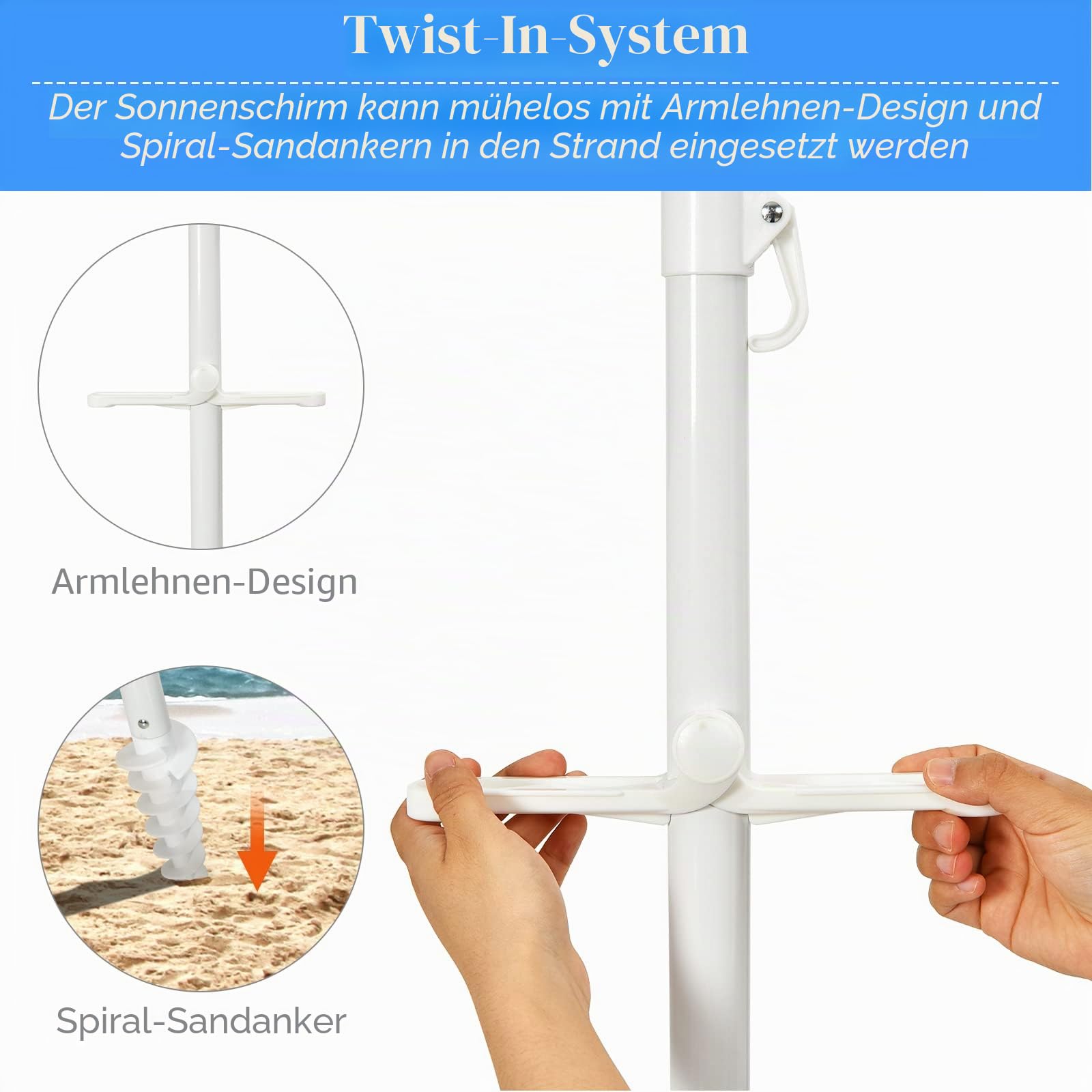 komfotteu-sonnenschirm-200-cm-strandschirm-mit-becherhalter image 5