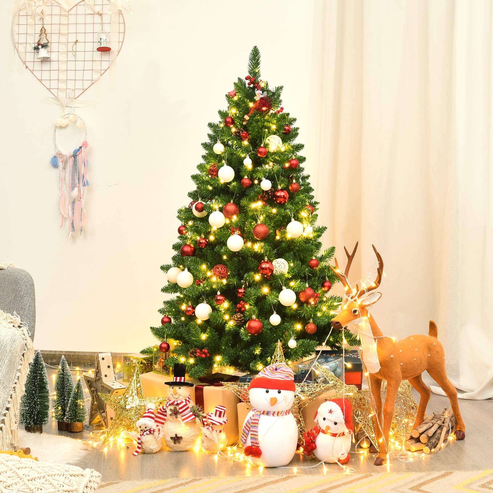 komfotteu-k-nstlicher-weihnachtsbaum-135-cm-mit-300-led-lichtern-tannenzapfen-un image 7