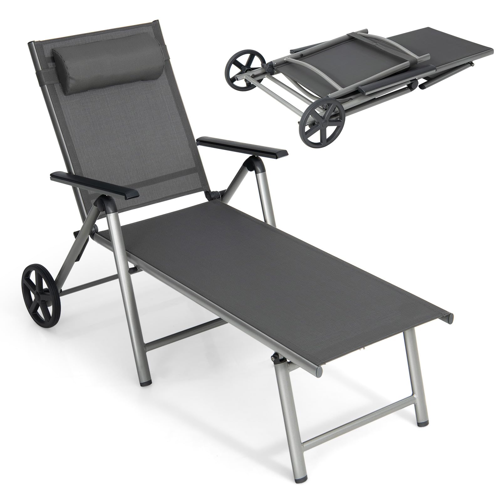 komfotteu-gartenliege-mit-rollen-aluminium-7-fach-verstellbar image 1