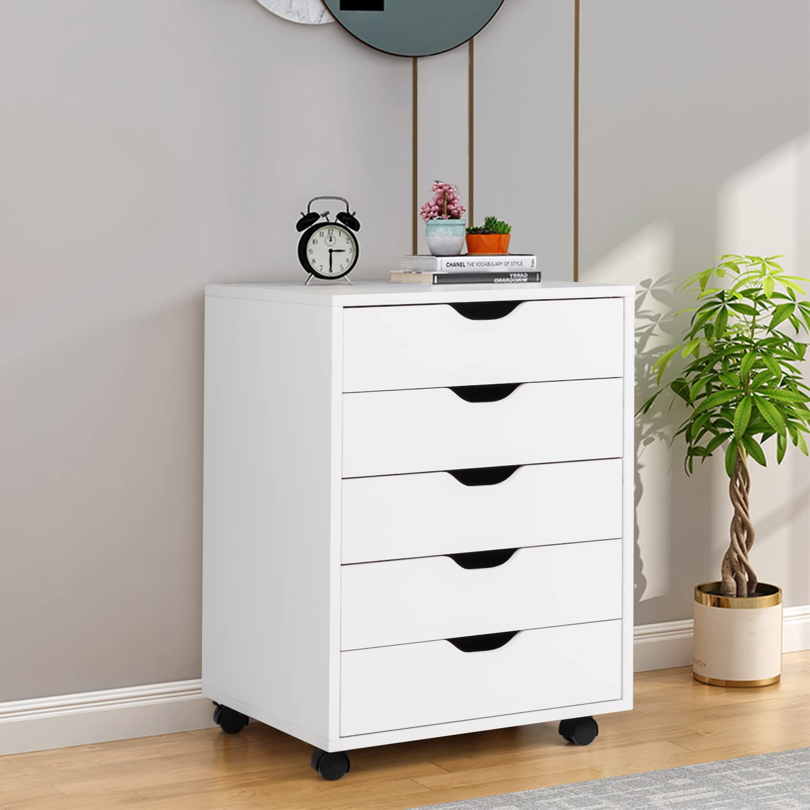 komfotteu-rollcontainer-mit-5-schubladen-r-dern-mobiler-b-roschrank image 2