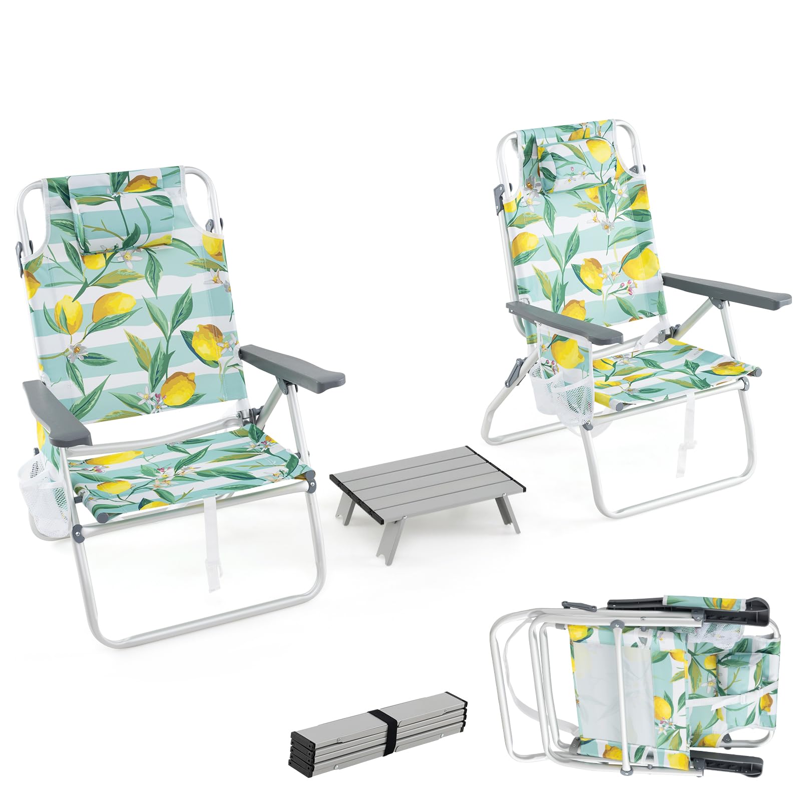 komfotteu-strandstuhl-klappbar-blau-mit-tisch-und-kopfst-tze image 8
