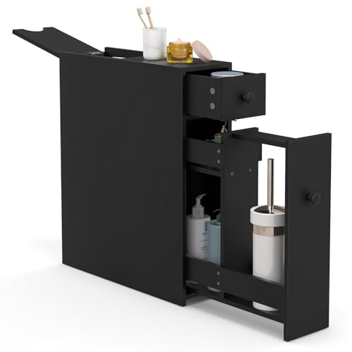 komfotteu-nischenschrank-nischenregal-holz-16x48x58-cm-schwarz-2-schubladen image 8