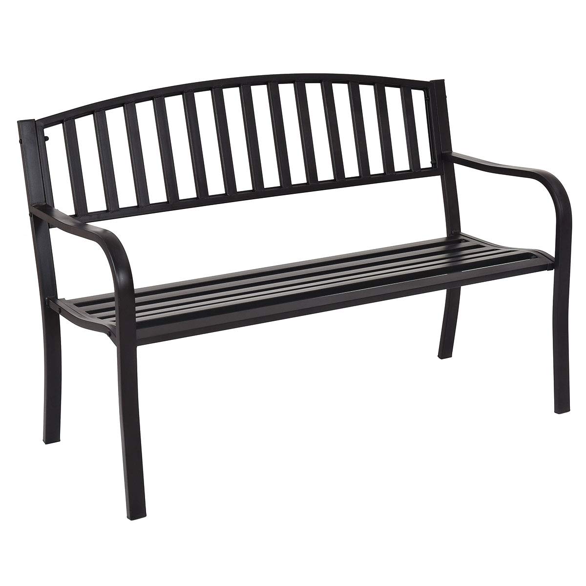 komfotteu-2-sitzer-stahlbank-mit-r-ckenlehne-127-x-60-x-87-cm-schwarz image 1