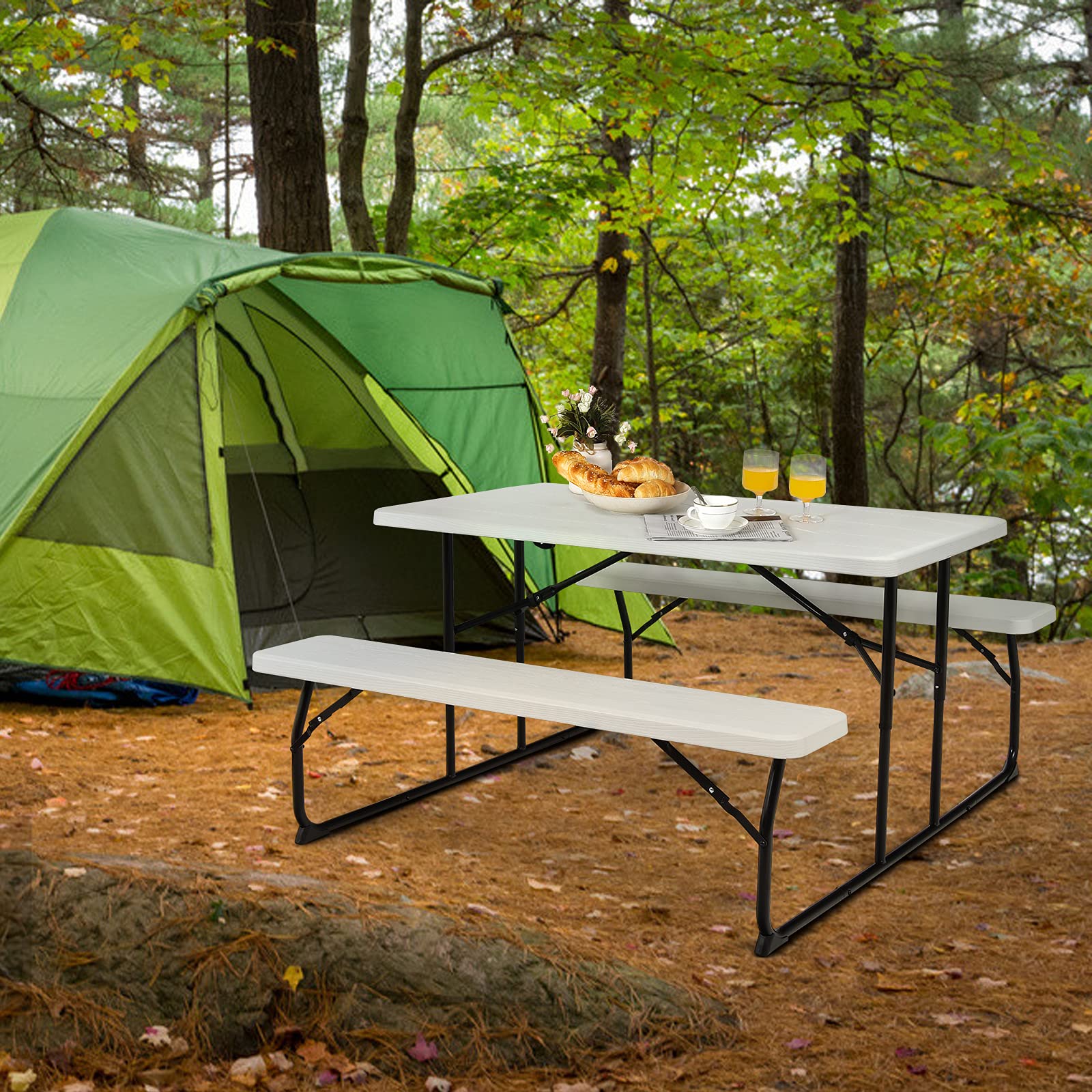 komfotteu-campingtisch-mit-st-hlen-klappbar-bierzeltgarnitur-3-teilig-wei image 6