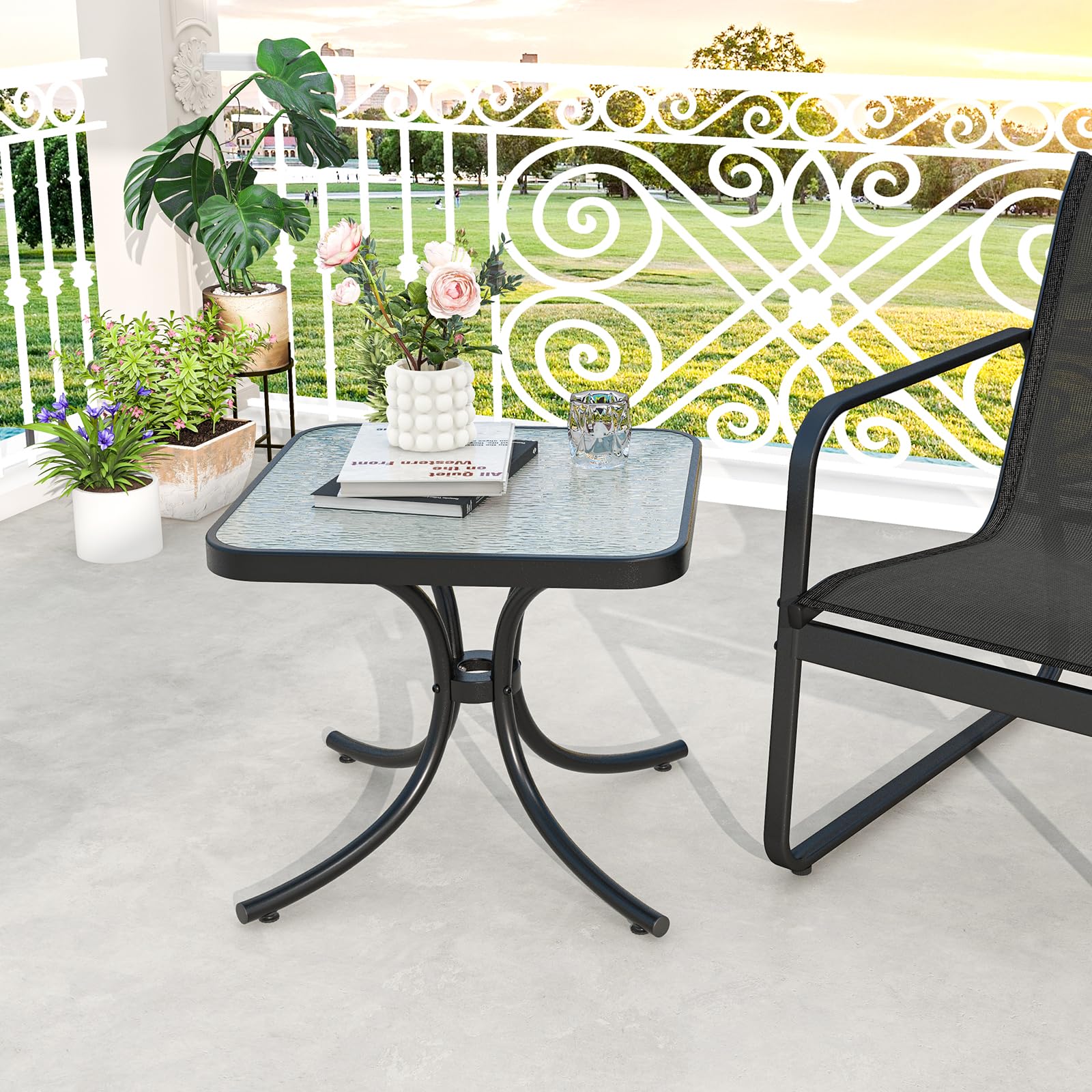komfotteu-gartentisch-beistelltisch-glas-50x50x45-cm-metall-wetterfest image 2