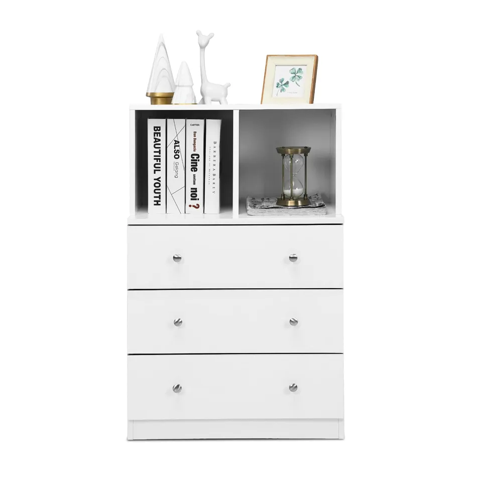 komfotteu-kommode-aus-holz-wei-60-x-40-x-94-cm-mit-3-schubladen-und-2-f-chern image 1