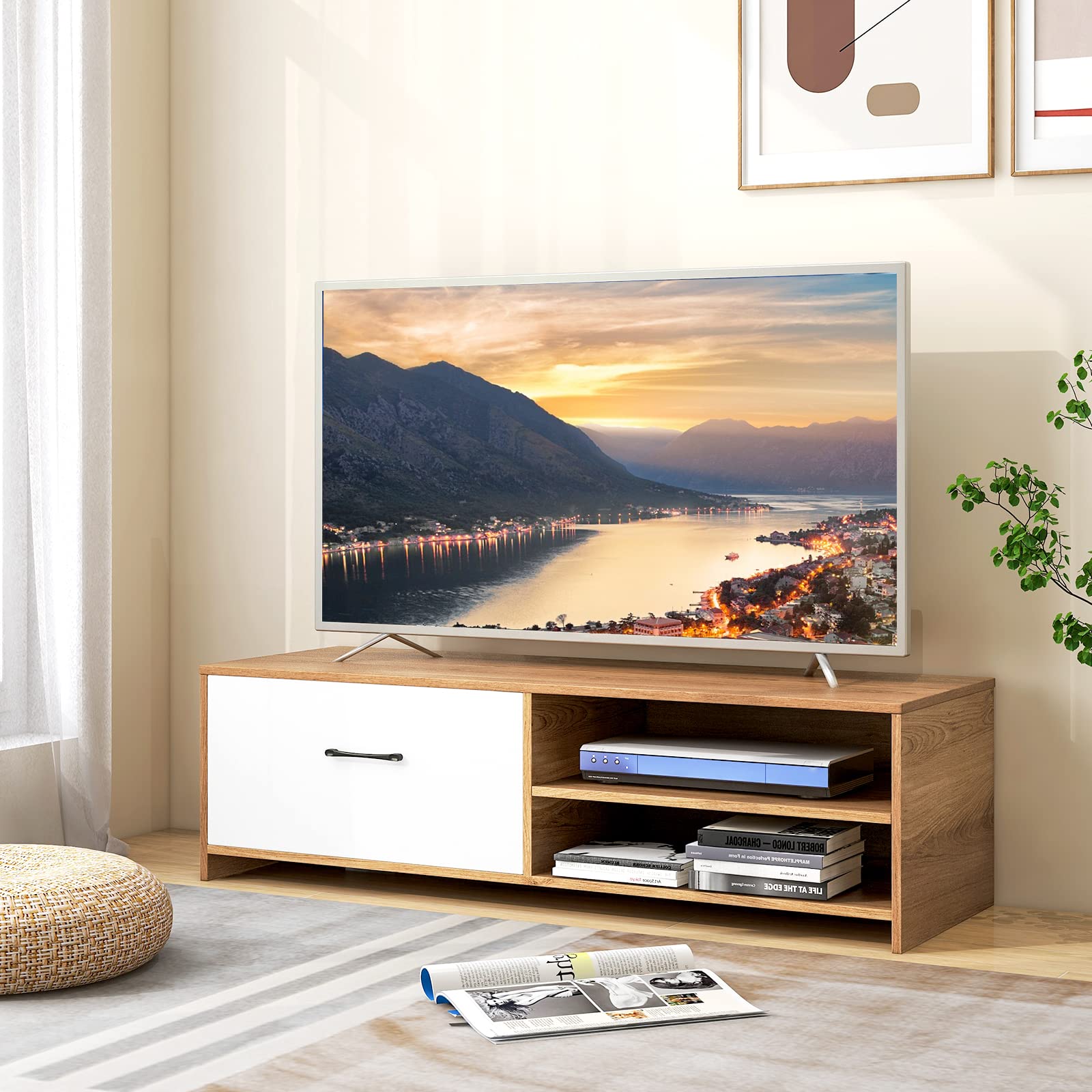 komfotteu-tv-lowboard-wei-natur-120x42x35-cm-f-r-fernseher-bis-55-zoll image 2