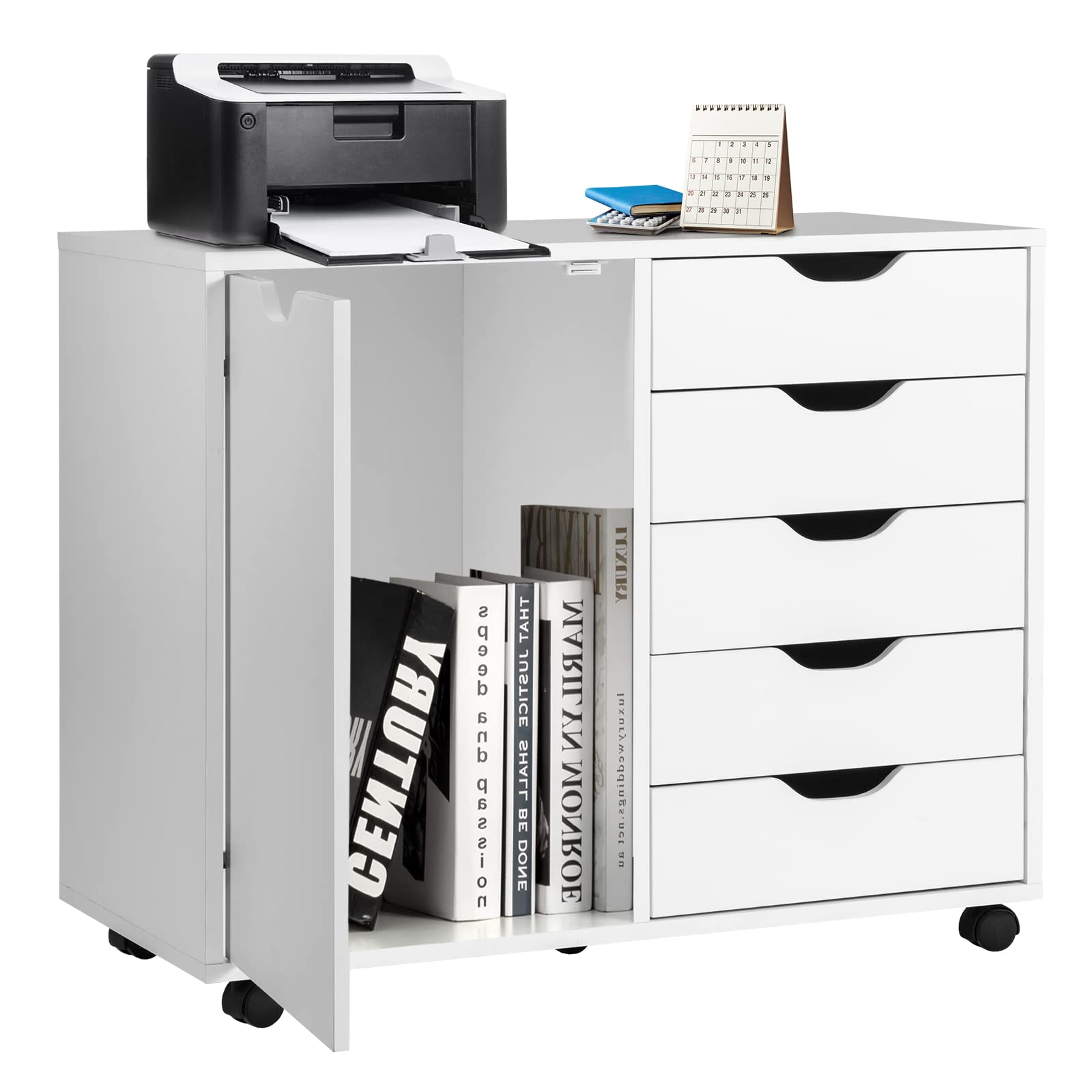 komfotteu-aktenschrank-mit-rollen-5-schubladen-79x39x65-cm-wei image 8