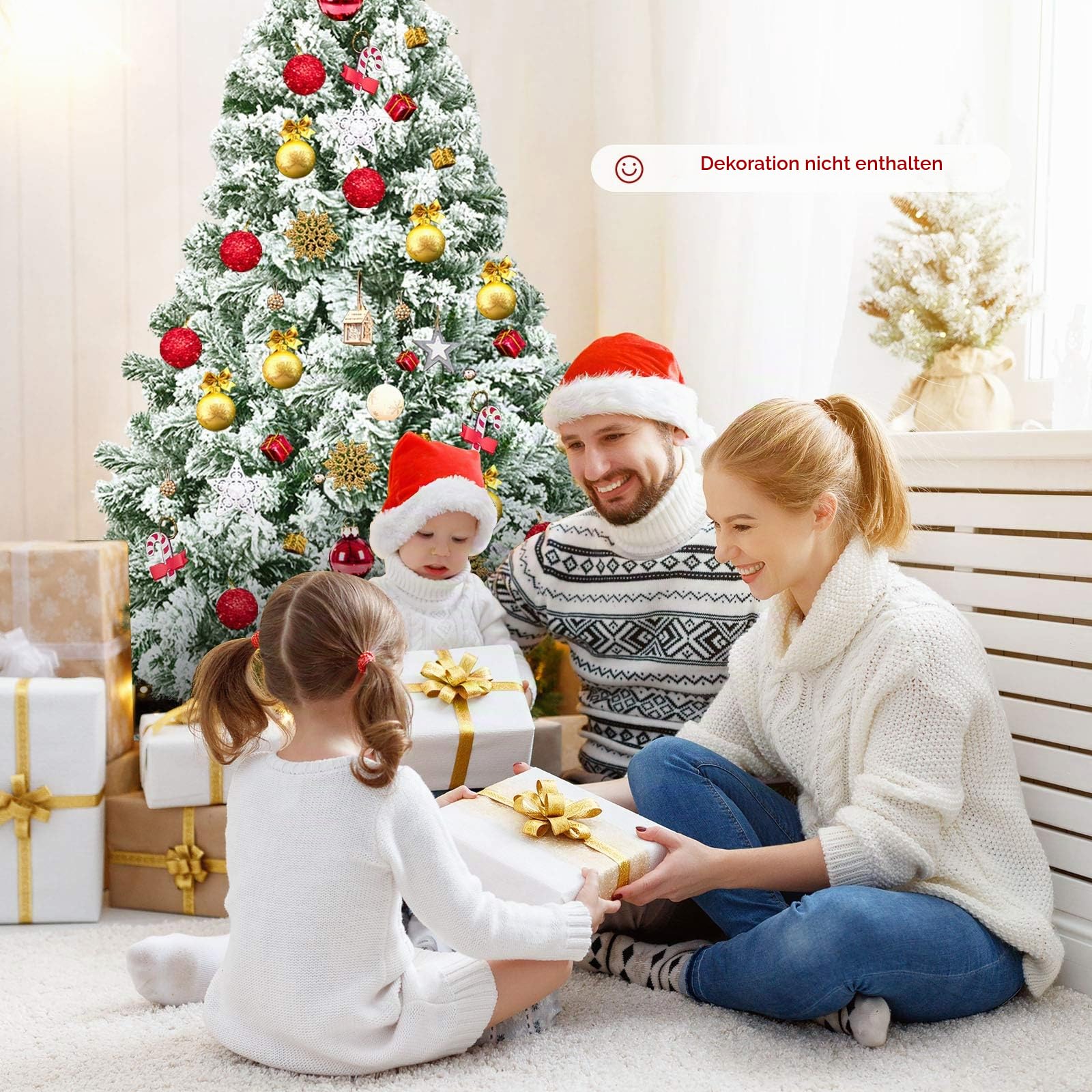 komfotteu-k-nstlicher-weihnachtsbaum-225-cm-mit-schneeflocken-und-metallbasis image 7