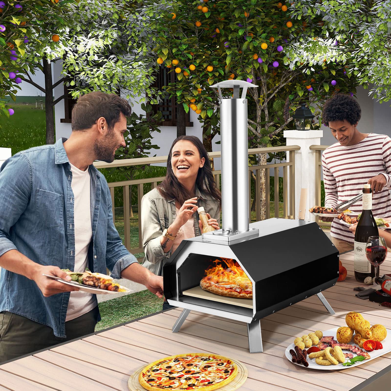 komfotteu-pizzaofen-outdoor-holzofen-mit-pizzastein image 2