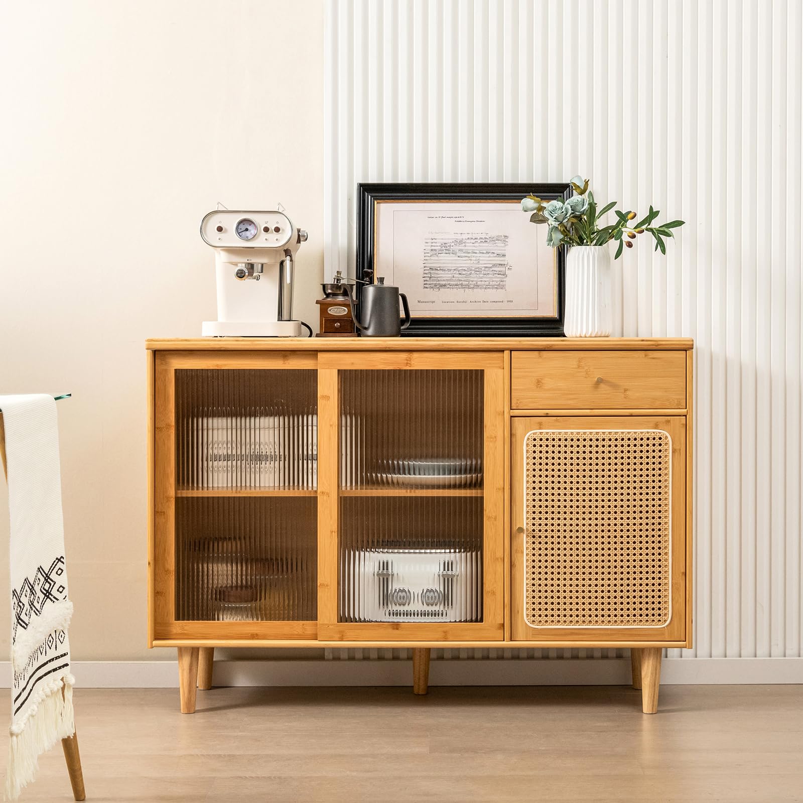 komfotteu-sideboard-bambus-rattan-120x35x83-cm-k-chenbuffet-natur image 8