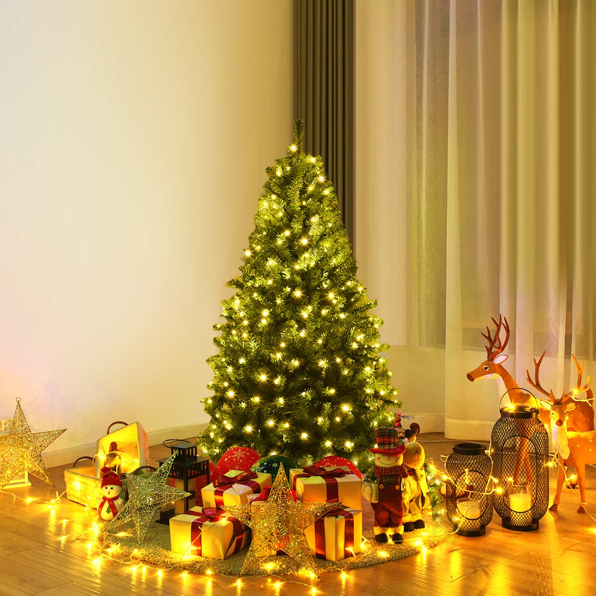 komfotteu-k-nstlicher-weihnachtsbaum-150-cm-mit-led-beleuchtung image 2