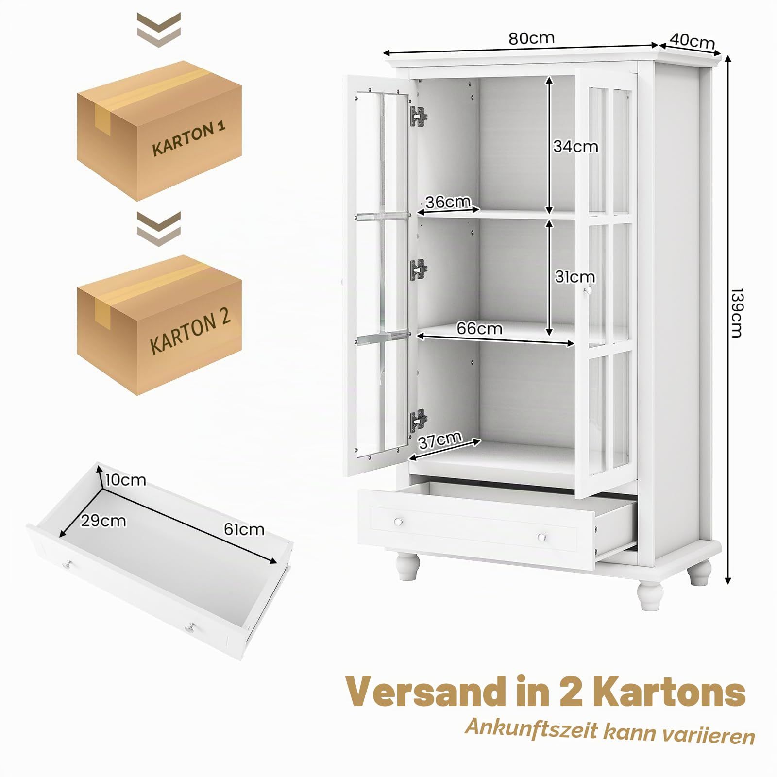 komfotteu-b-cherschrank-4-stufiger-vitrinenschrank-mit-t-ren-und-schublade image 3
