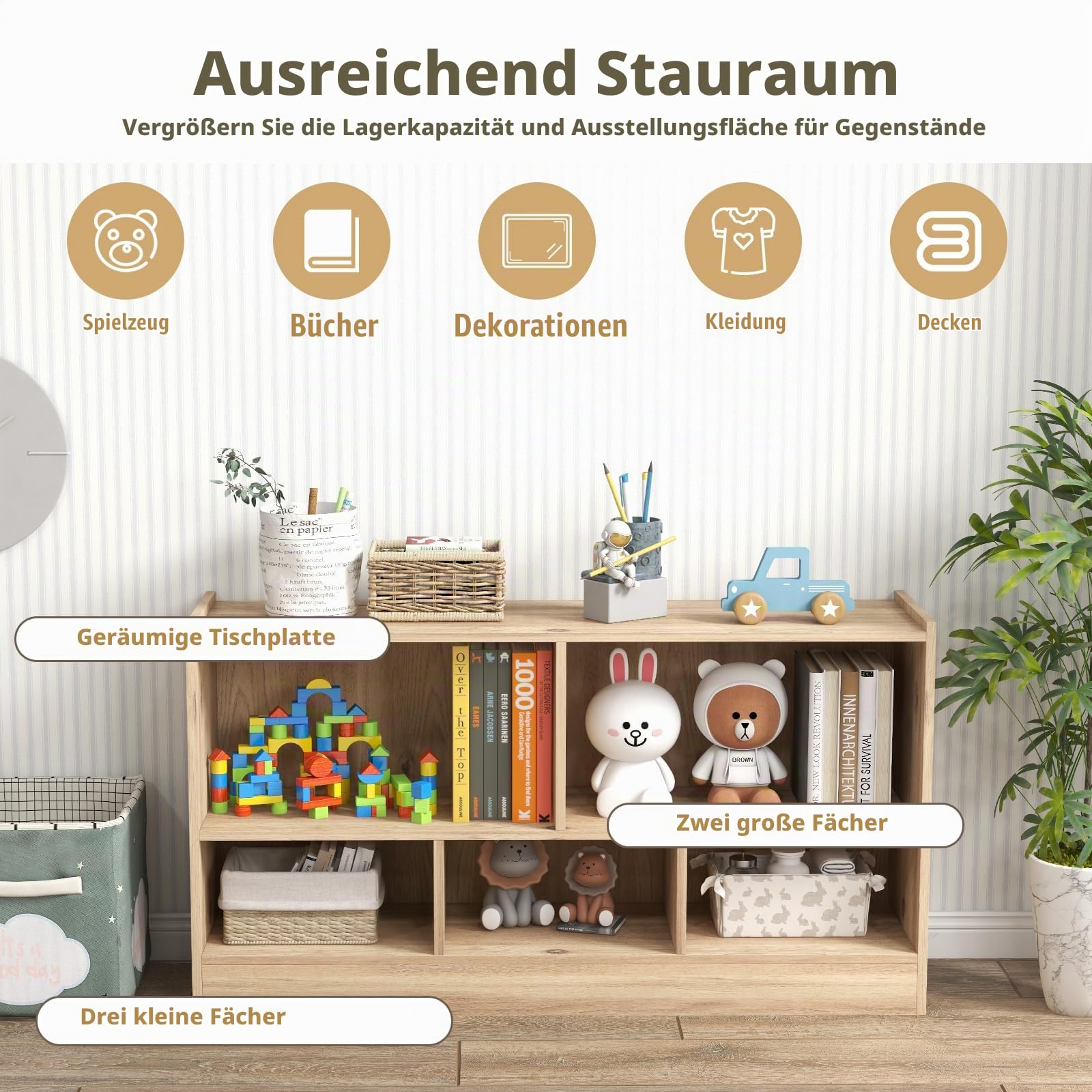 komfotteu-spielzeugschrank-kinderregal-holz-111-x-30-x-61-5-cm-natur-mit-5-f-che image 4