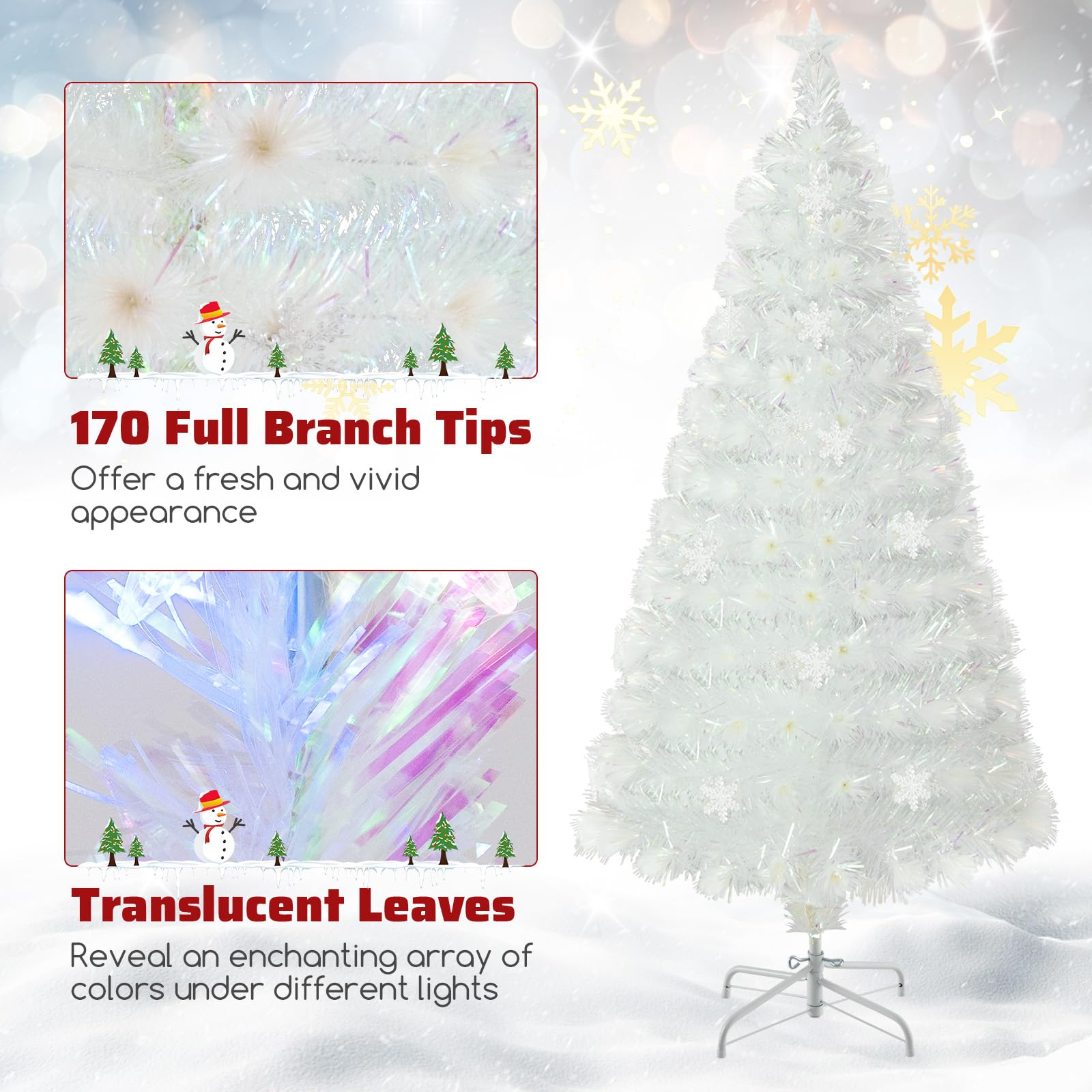 komfotteu-k-nstlicher-weihnachtsbaum-wei-150-cm-mit-led-beleuchtung image 3