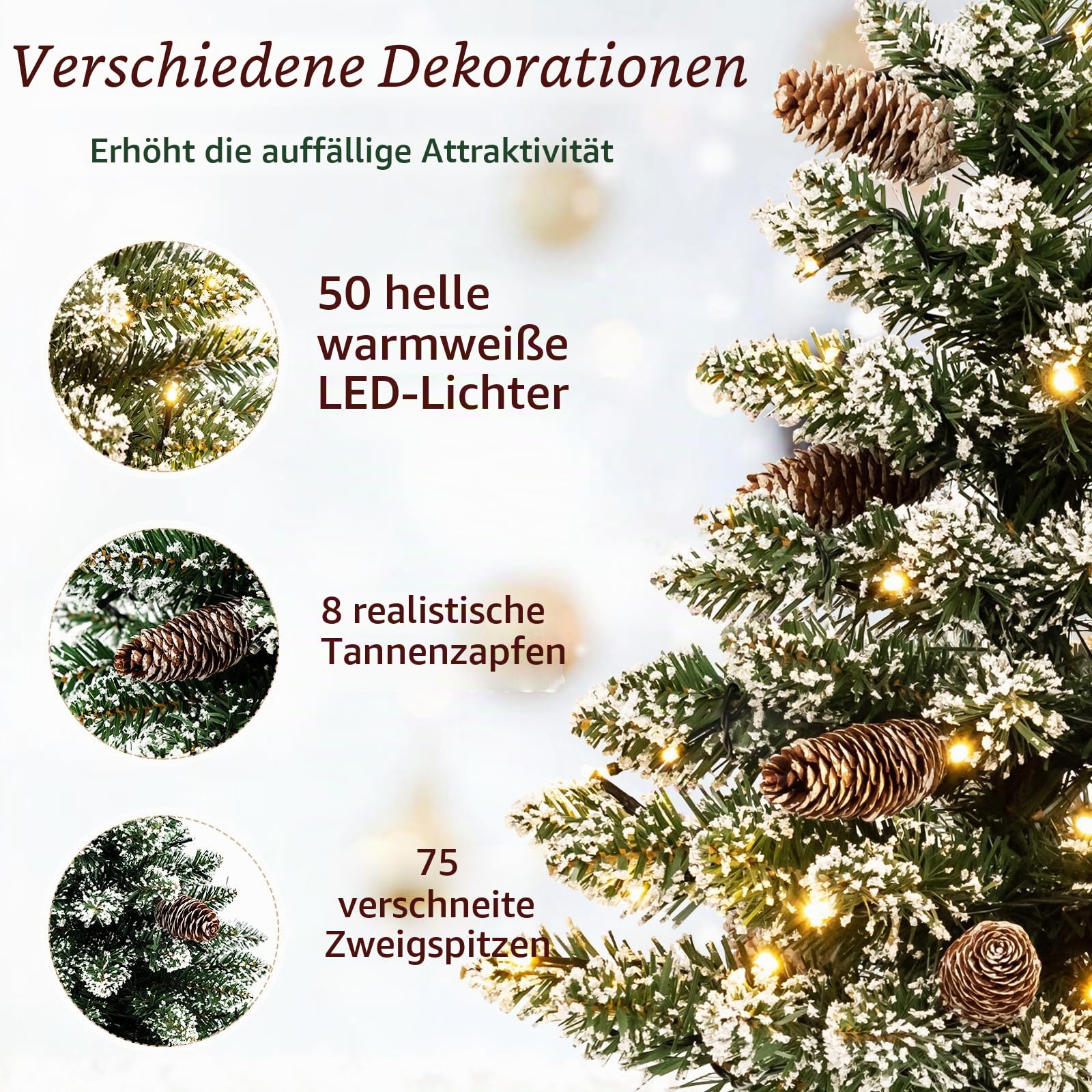 komfotteu-mini-weihnachtsbaum-64-cm-mit-50-led-und-schneeflocken image 3