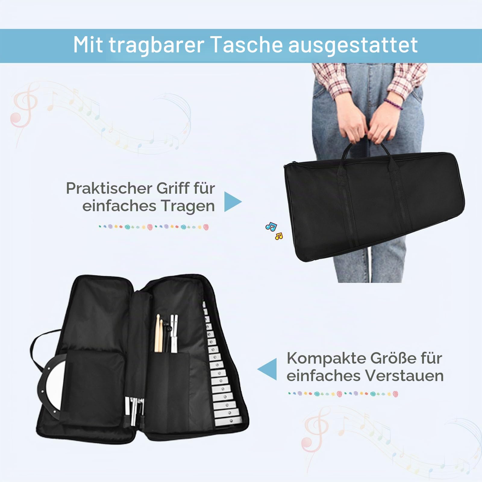 komfotteu-glockenspiel-set-32-noten-xylophon-mit-st-nder image 6