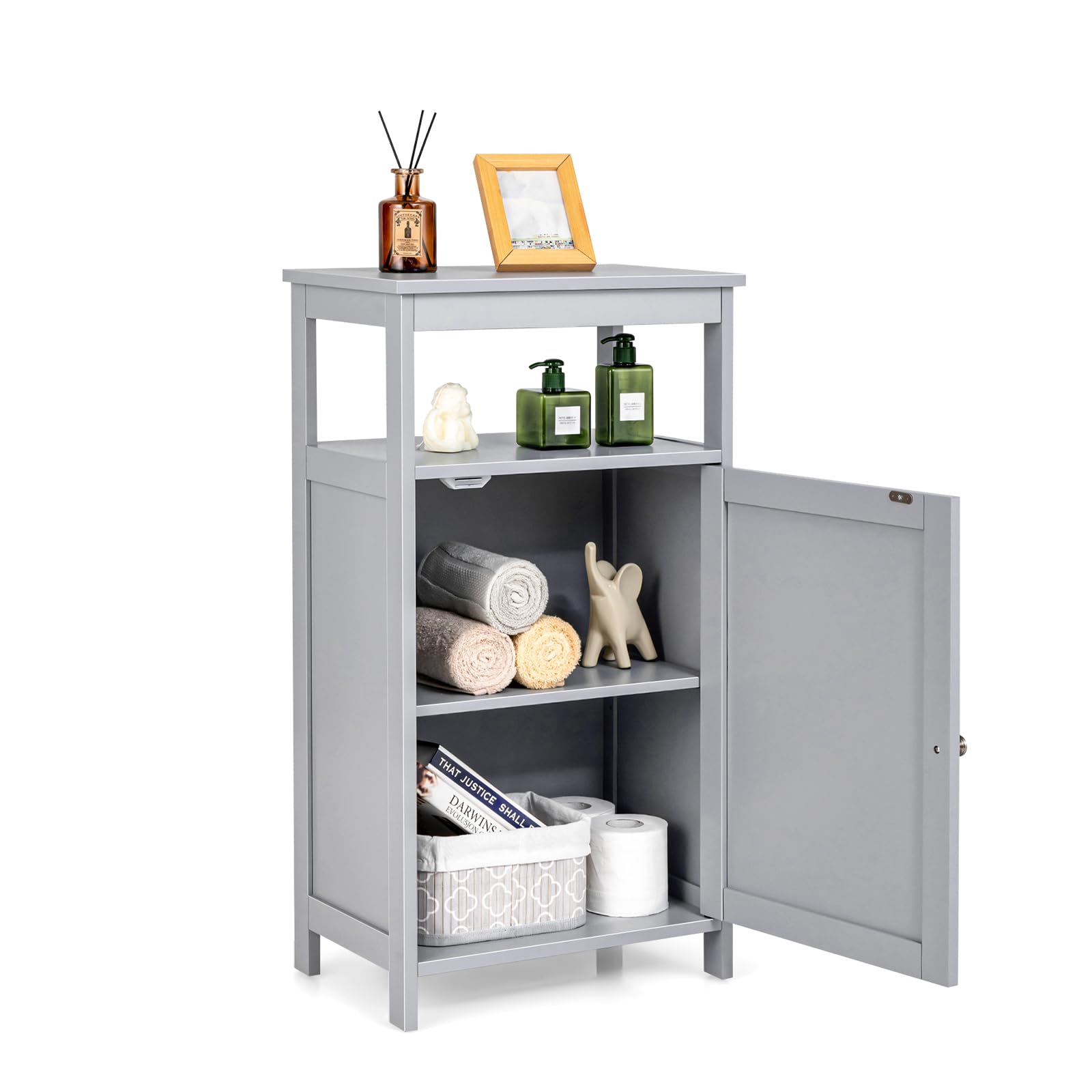 komfotteu-badezimmerschrank-45x30x84-cm-mit-offenem-regal-badschrank-wei-mit-ver image 1