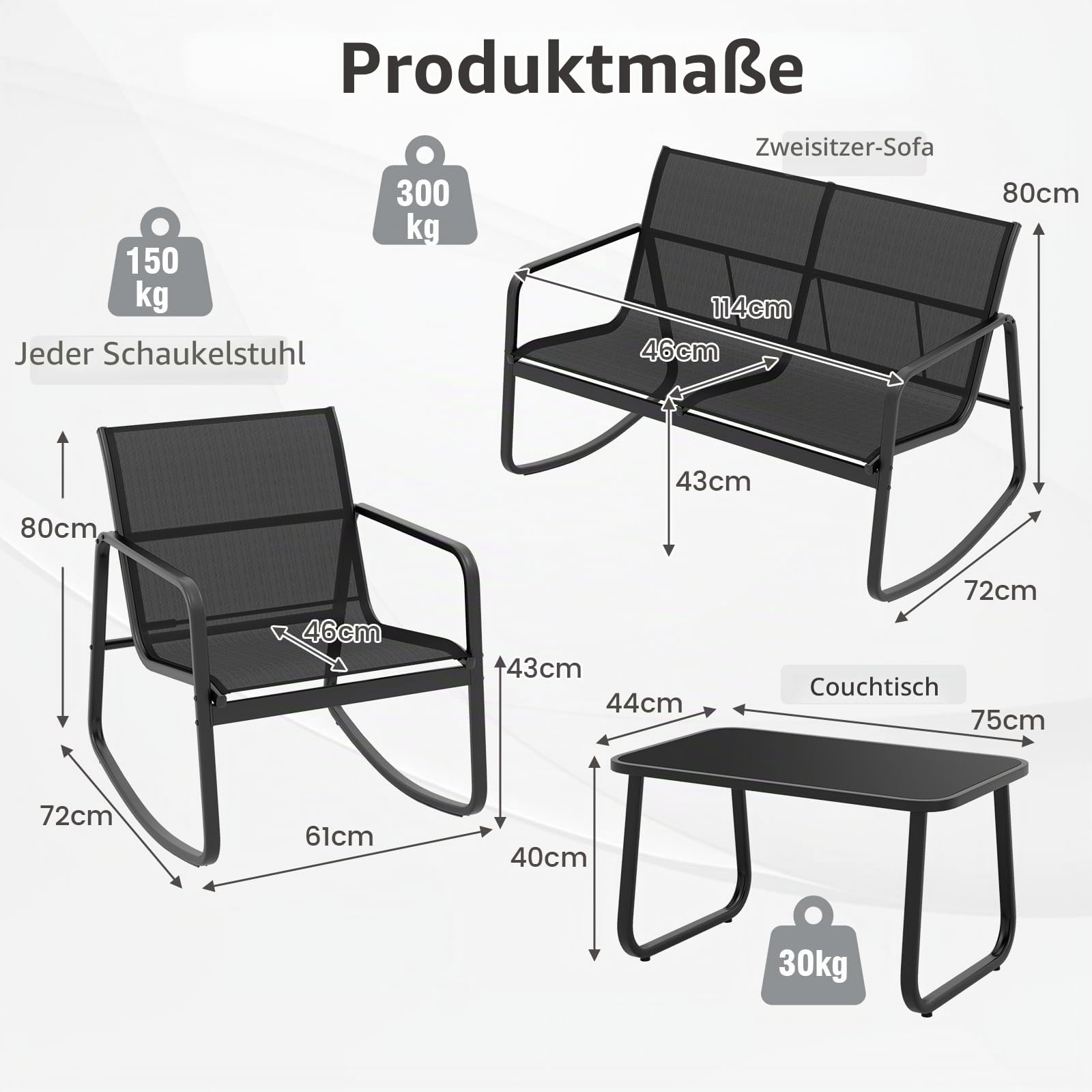komfotteu-gartenm-bel-set-4-tlg-mit-2-schaukelst-hlen-bank-tisch-schwarz image 6