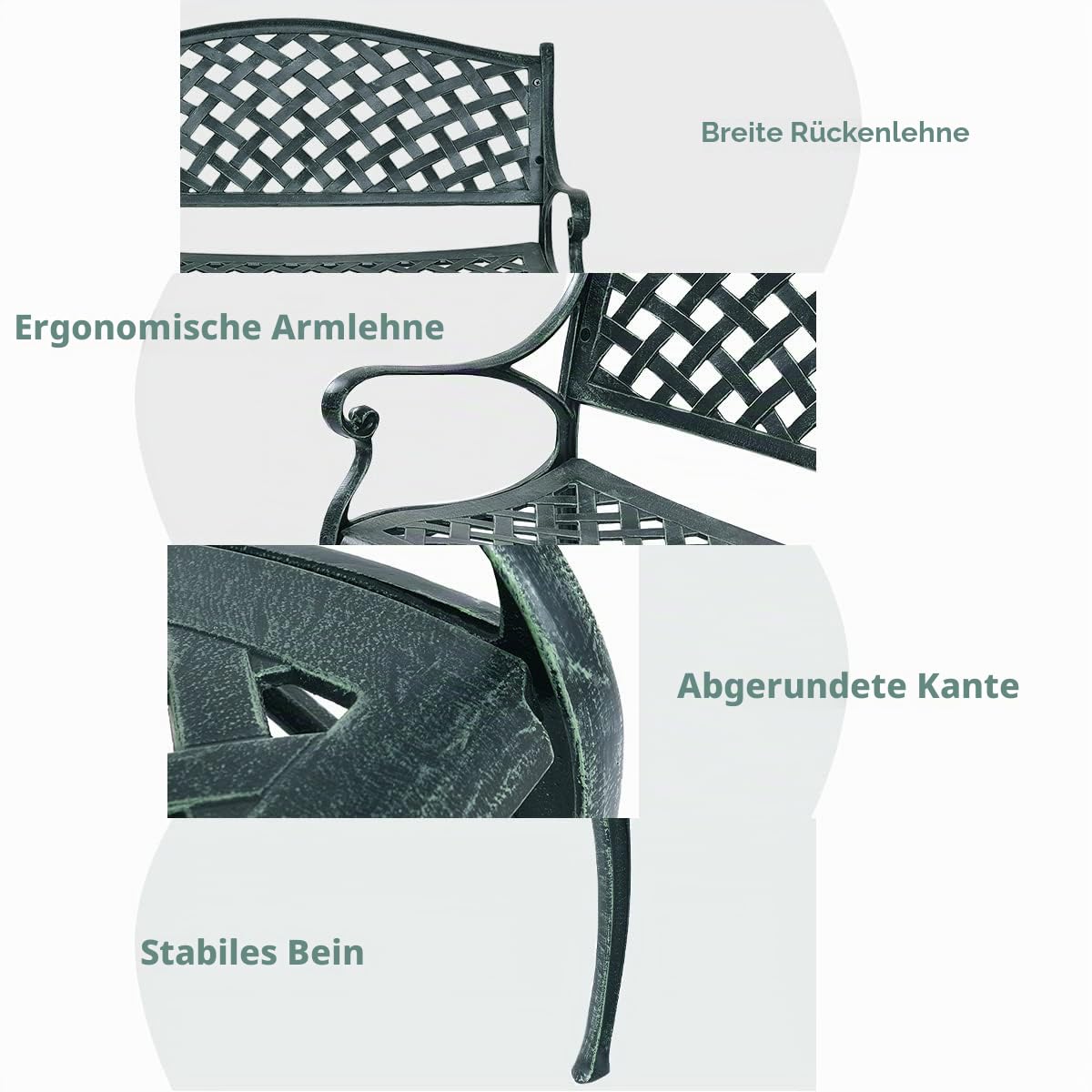 komfotteu-gartenbank-2-sitzer-aluminium-antikes-gr-n-103x60x83-cm image 5