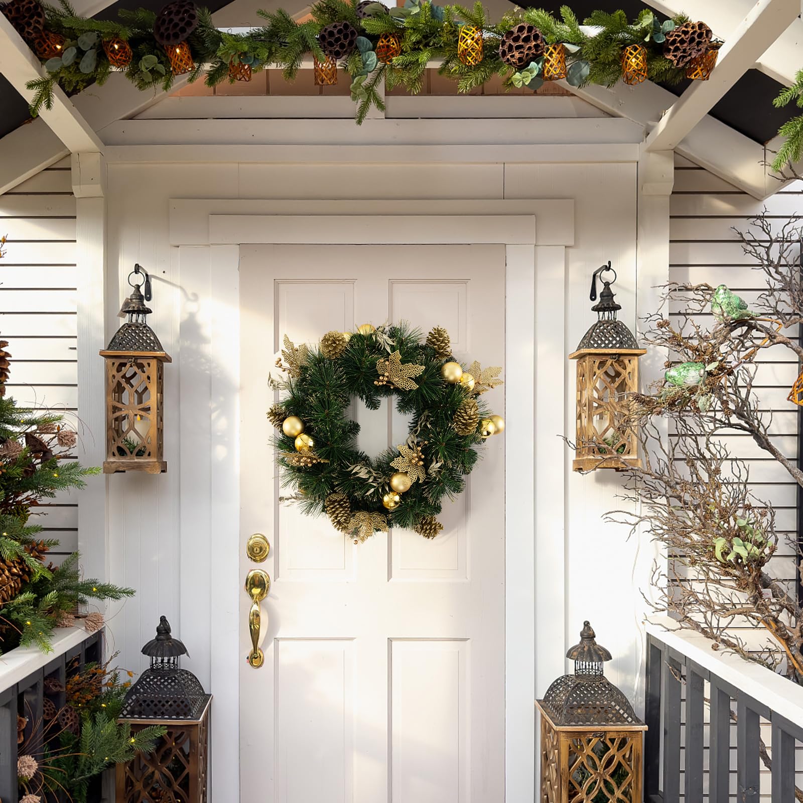 komfotteu-weihnachtsgirlande-60-cm-mit-35-leds-k-nstliche-tannengirlande-mit-gol image 7