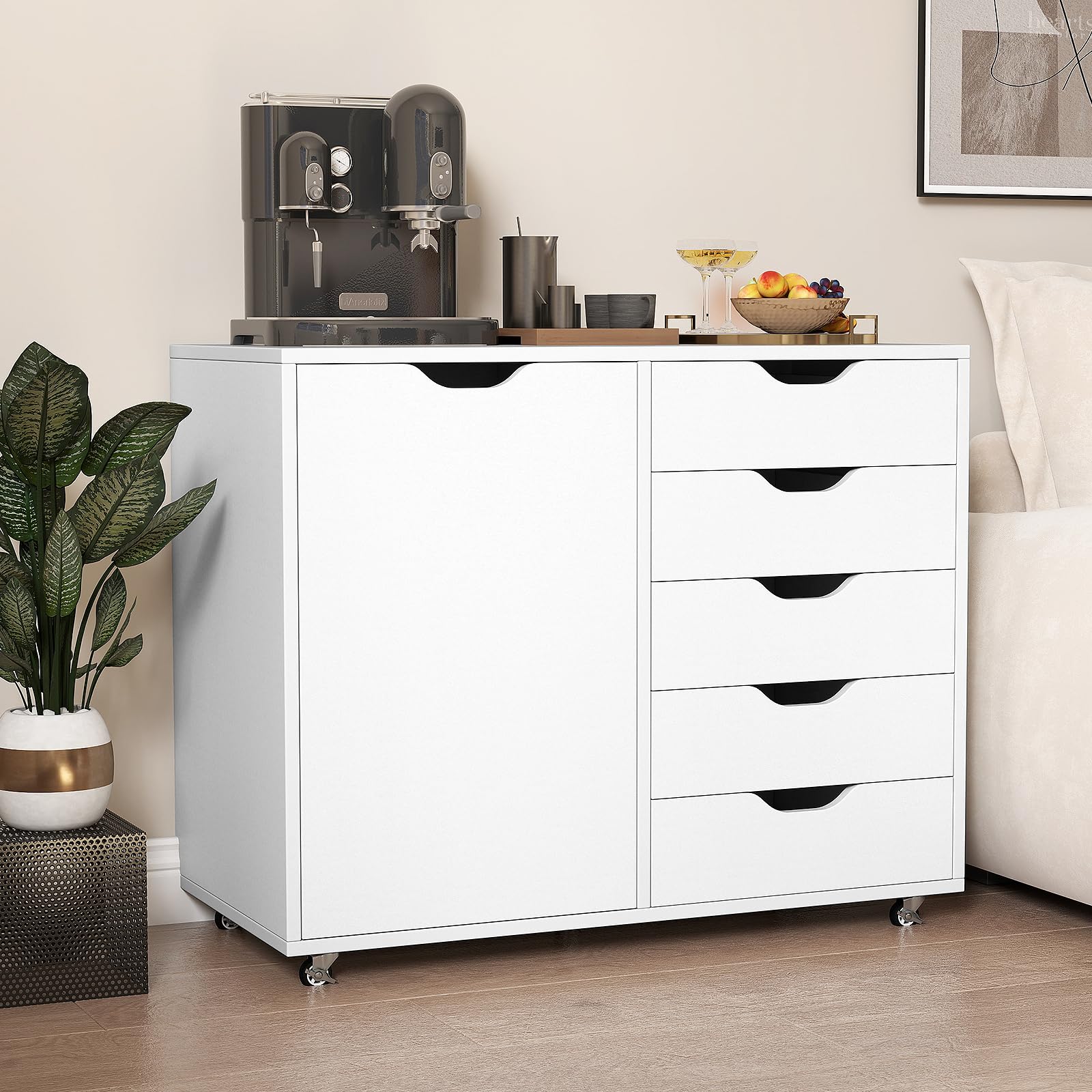 komfotteu-aktenschrank-mit-rollen-5-schubladen-79x39x65-cm-wei image 7