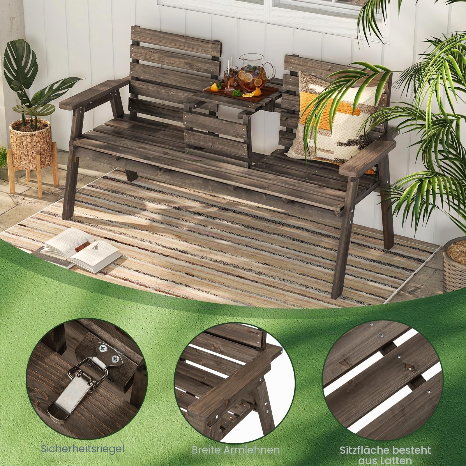 komfotteu-gartenbank-aus-tannenholz-mit-klapptisch-kaffee image 6