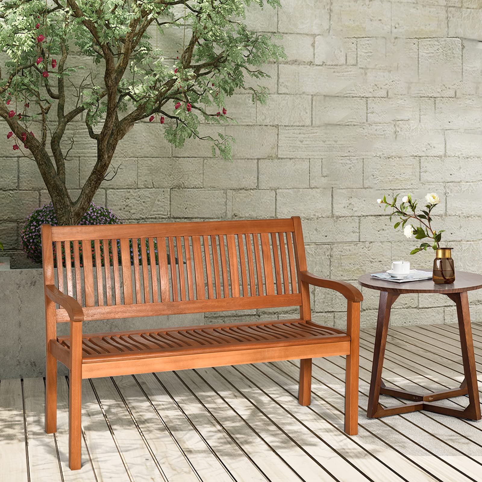 komfotteu-gartenbank-aus-eukalyptus-126-x-63-x-91-cm-bis-360-kg image 2
