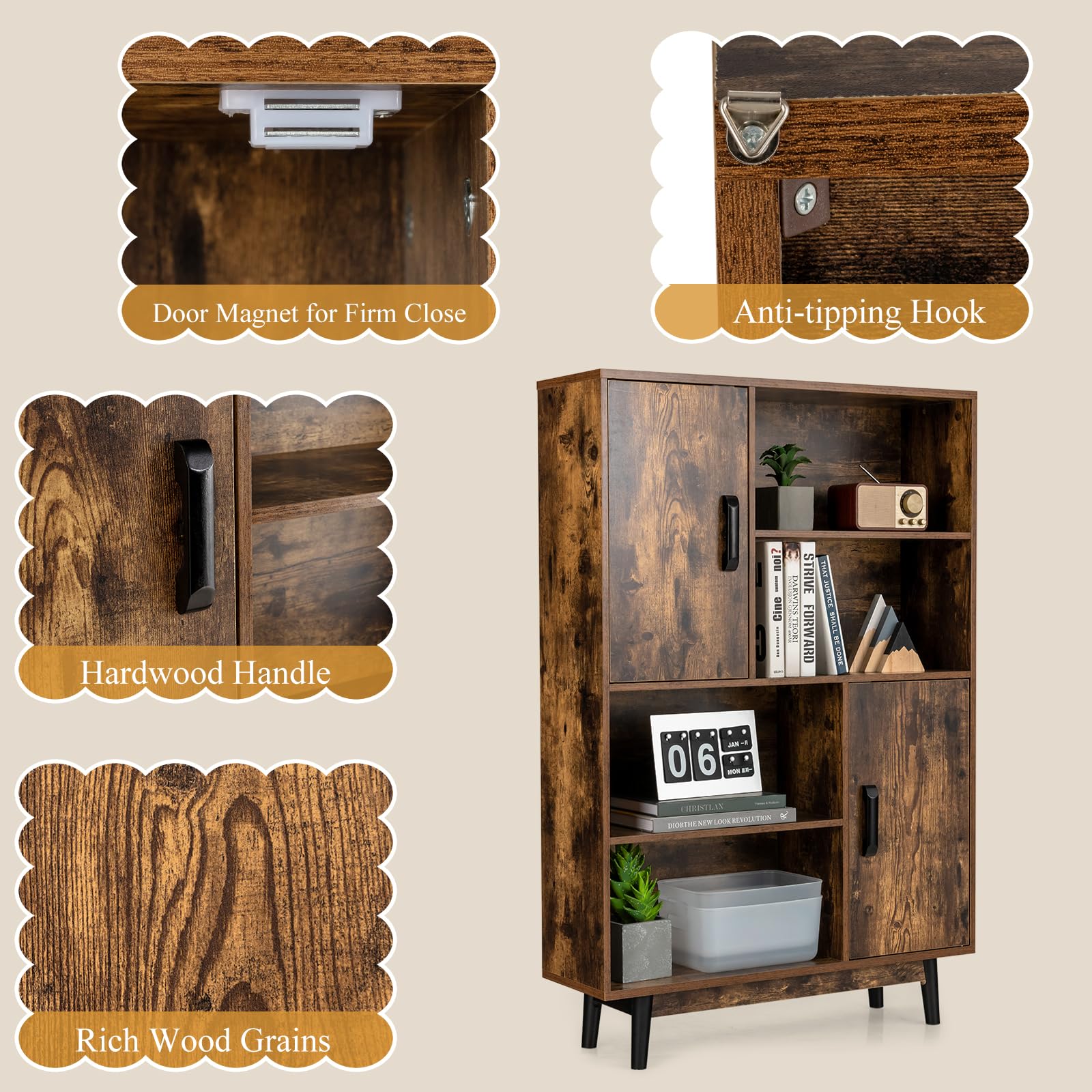 komfotteu-b-cherschrank-holz-80-x-24-x-119-5-cm-2-t-ren-4-regale-kaffee image 5