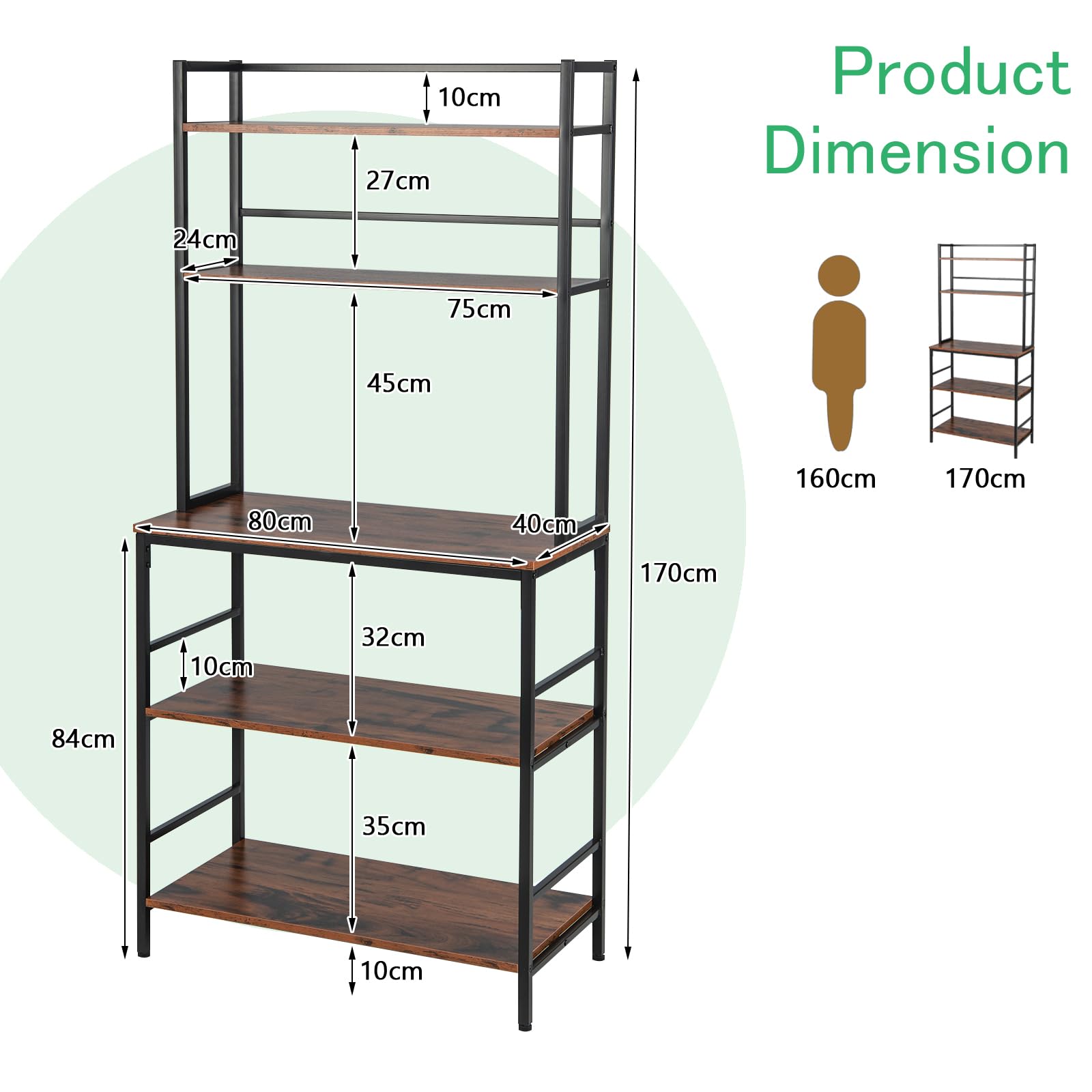 komfotteu-k-chenregal-5-ebenen-80-x-40-x-170-cm-metall-standregal-braun-schwarz image 3