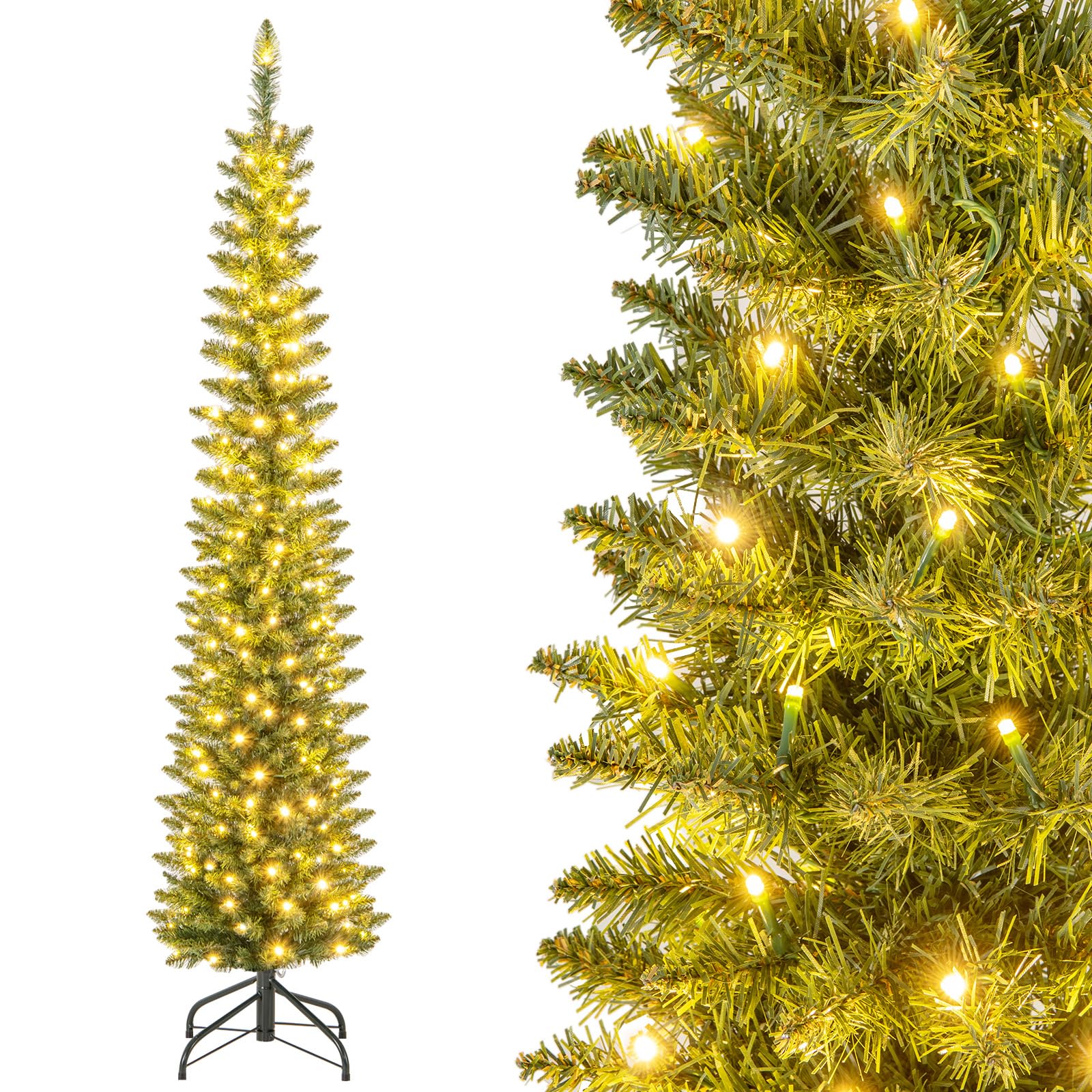 komfotteu-k-nstlicher-weihnachtsbaum-mit-lichtern-210-cm-499-spitzen image 8