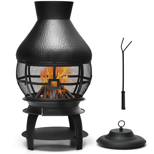 komfotteu-feuerkorb-110-cm-hoch-mit-funkenschutz-grillrost-und-schutzh-lle image 1