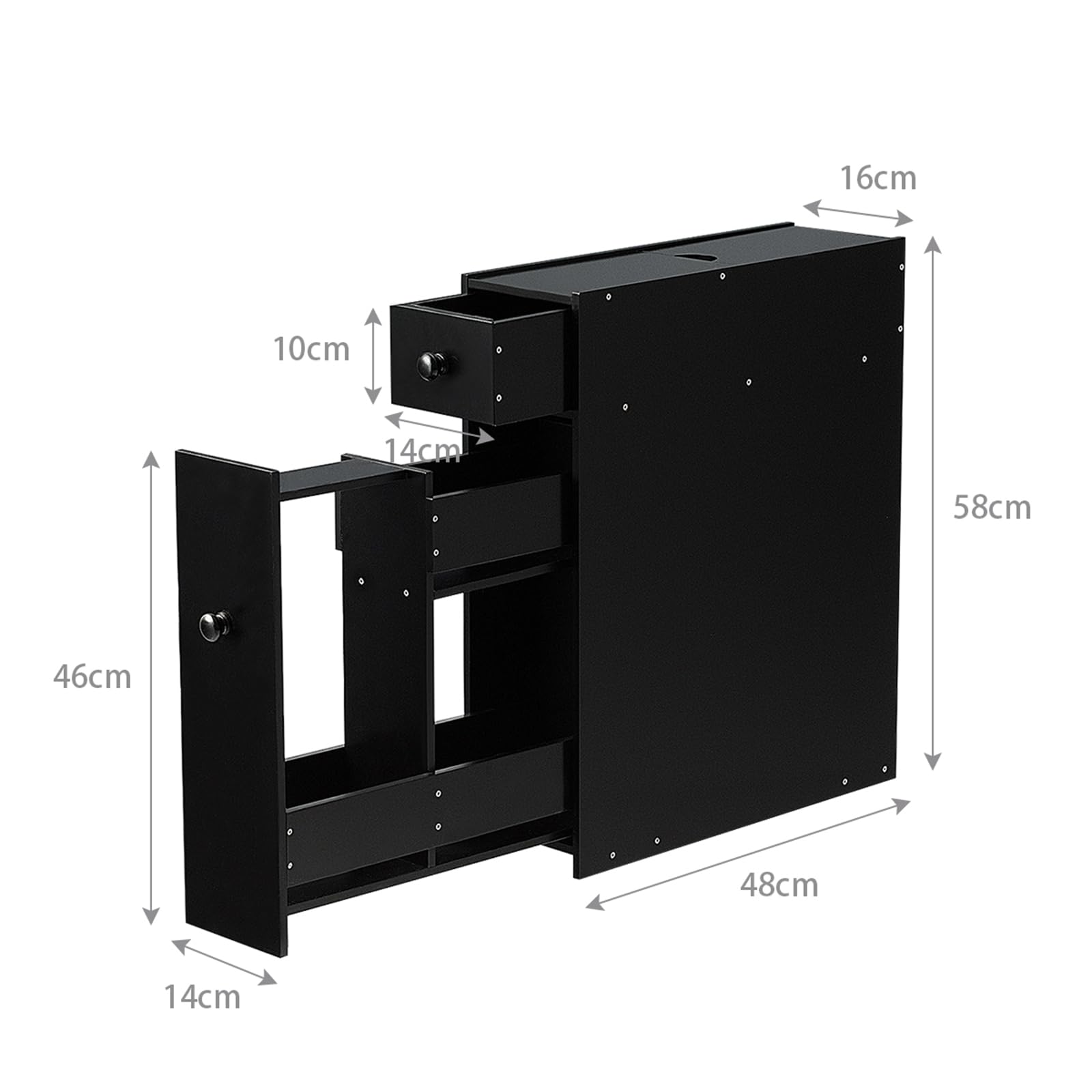 komfotteu-nischenschrank-nischenregal-holz-16x48x58-cm-schwarz-2-schubladen image 3
