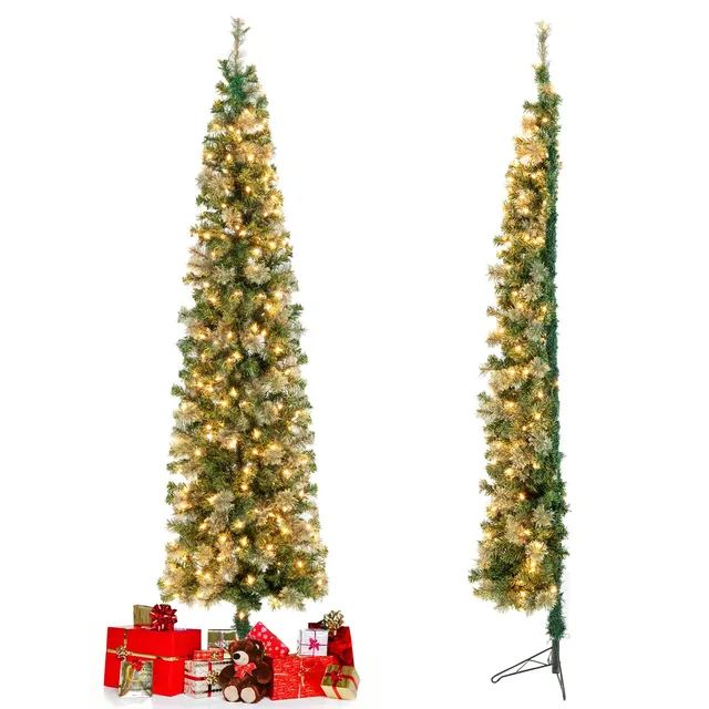 komfotteu-halber-bleistift-weihnachtsbaum-210-cm-mit-150-leds image 1