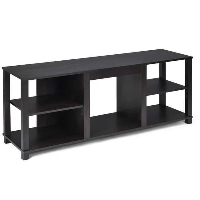 komfotteu-tv-m-bel-150x40x58-cm-mit-kaminfach-schwarz-braun image 1