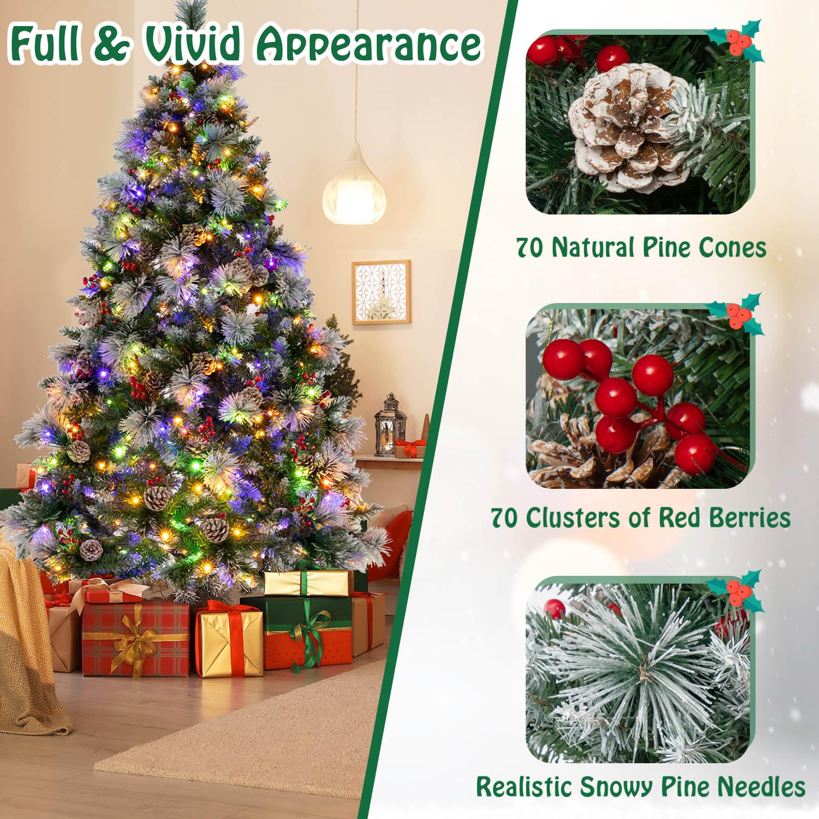 komfotteu-k-nstlicher-weihnachtsbaum-215-cm-mit-400-led-4-farben-kiefer-beeren-s image 4