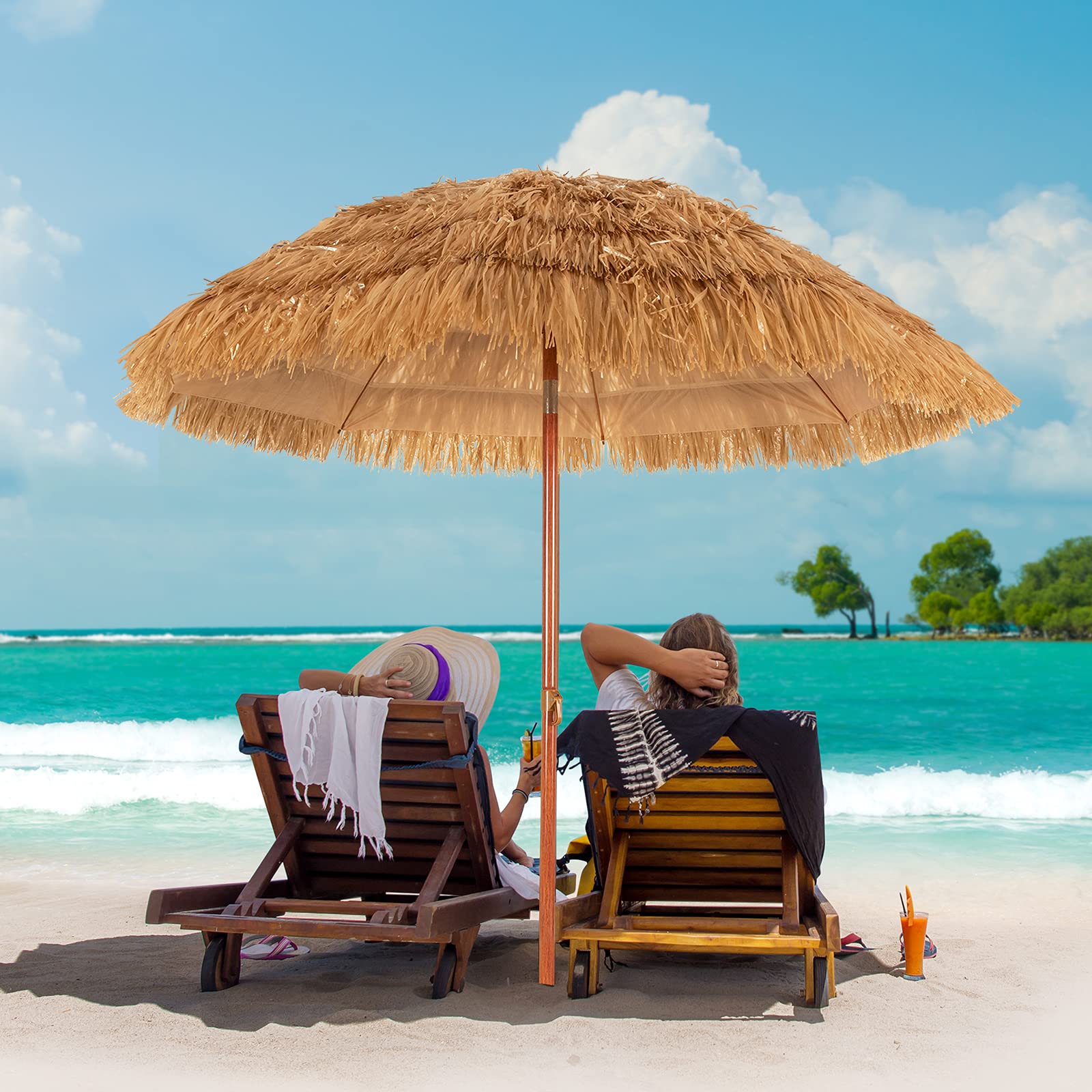 komfotteu-sonnenschirm-strand-200-cm-hawaiischirm-bast-knickbar-tiki image 7