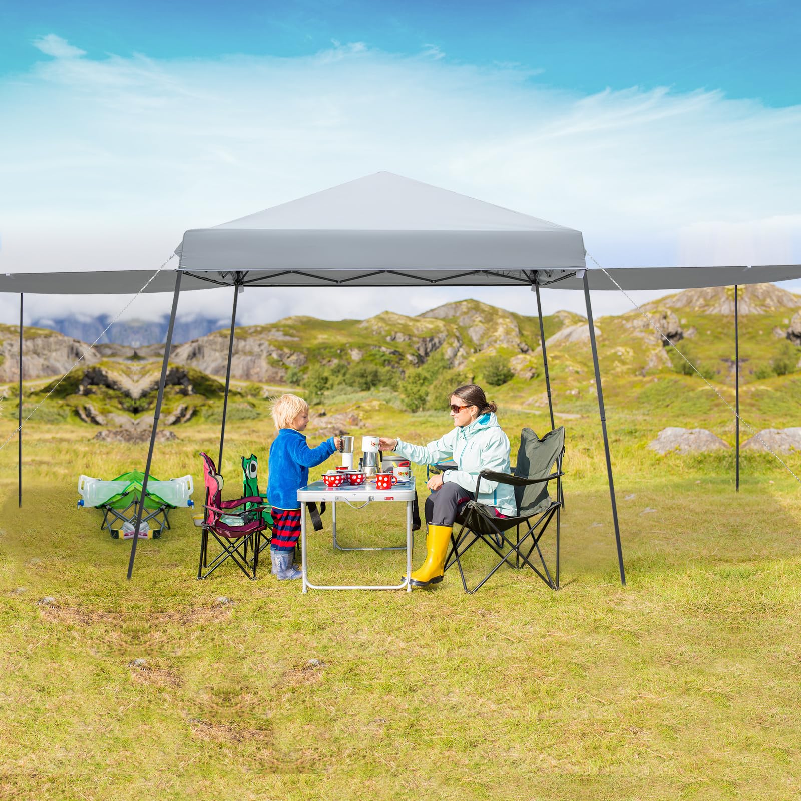 komfotteu-faltpavillon-3x4-8-m-mit-2-markisen-pop-up-partyzelt-wasserdicht image 2