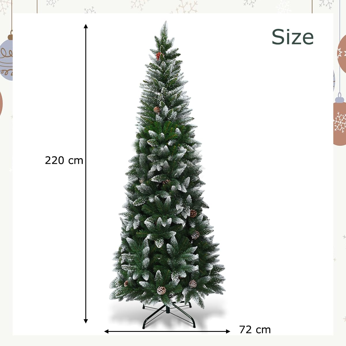 komfotteu-k-nstlicher-weihnachtsbaum-220-cm-mit-schnee-gr-n image 6