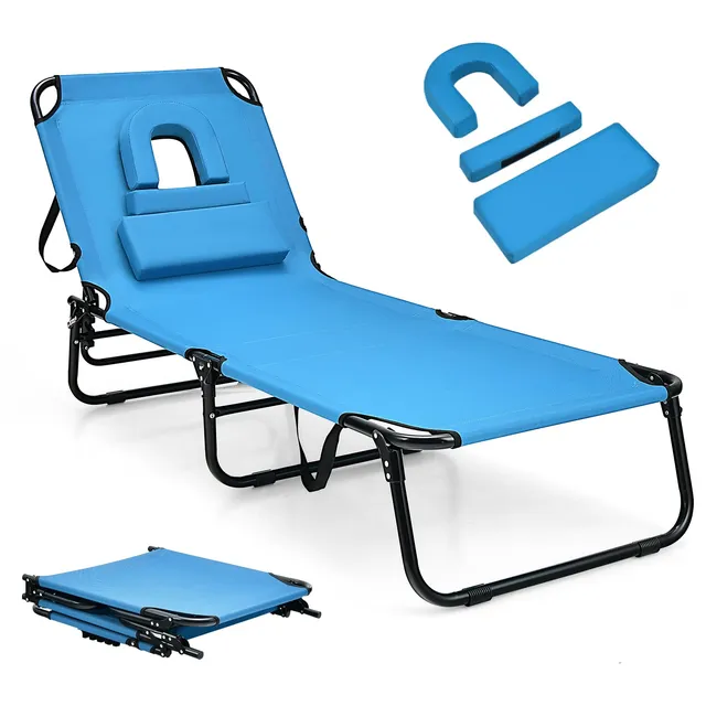 komfotteu-faltbare-sonnenliege-verstellbar-mit-kopfkissen-blau-bis-160kg image 1